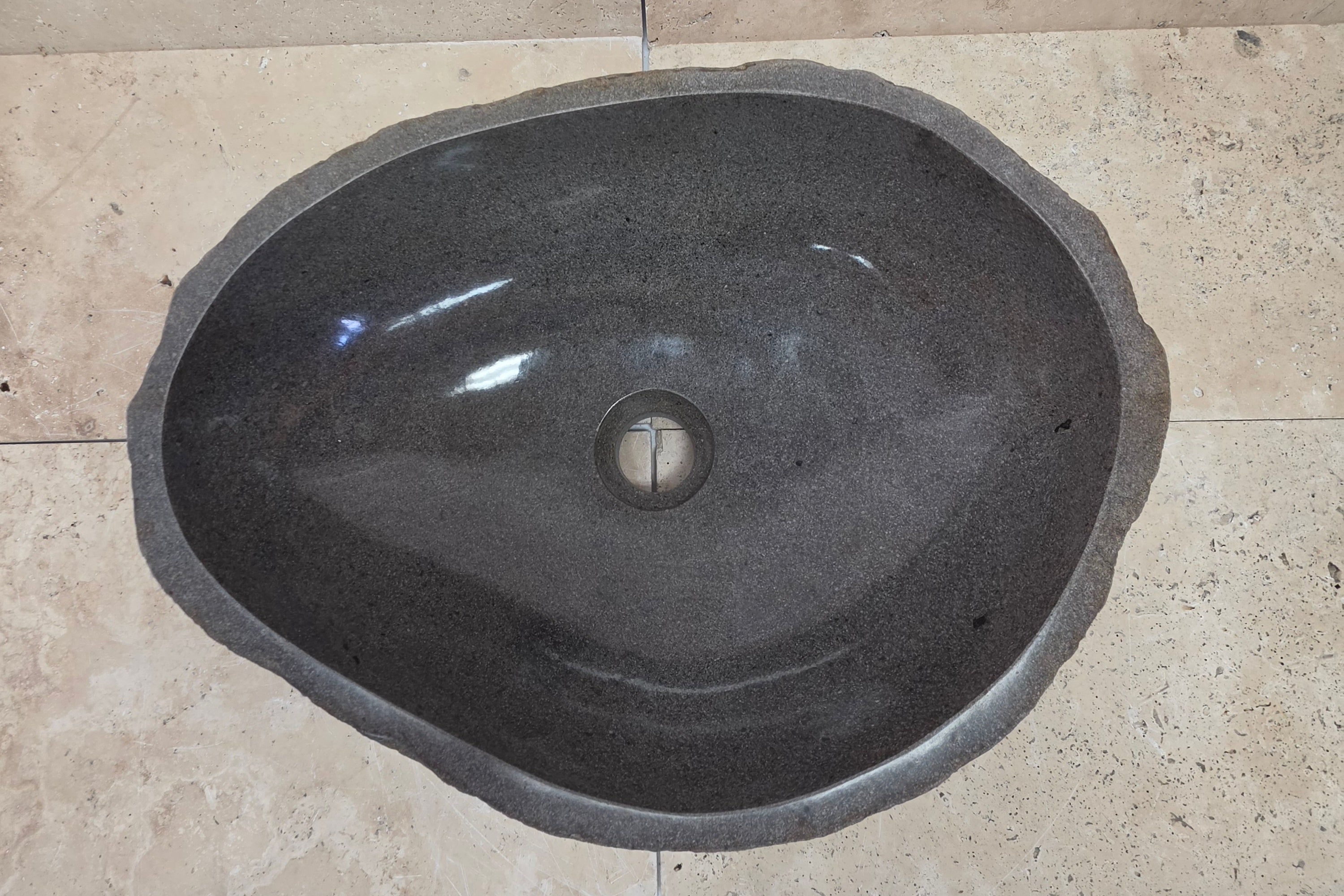 Handmade Natural Oval River Stone  Bathroom Basin  RM 25072048