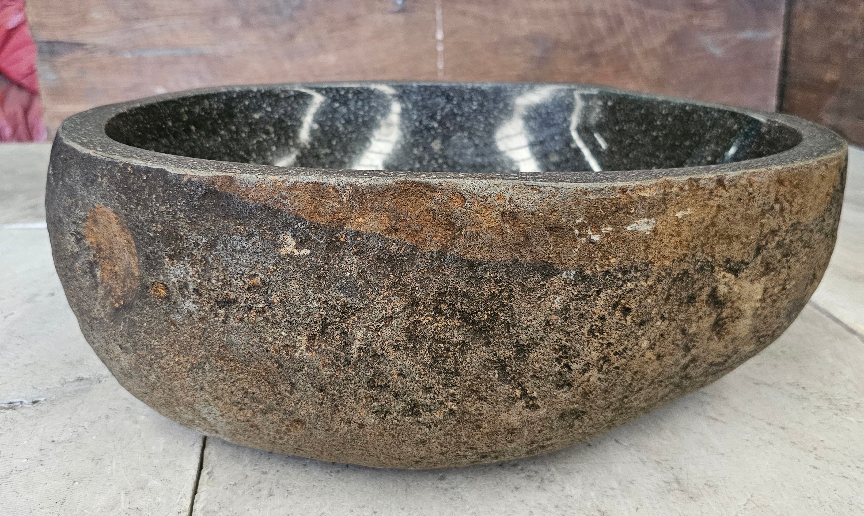Handmade Natural Oval River Stone  Bathroom Basin  RM 2409004