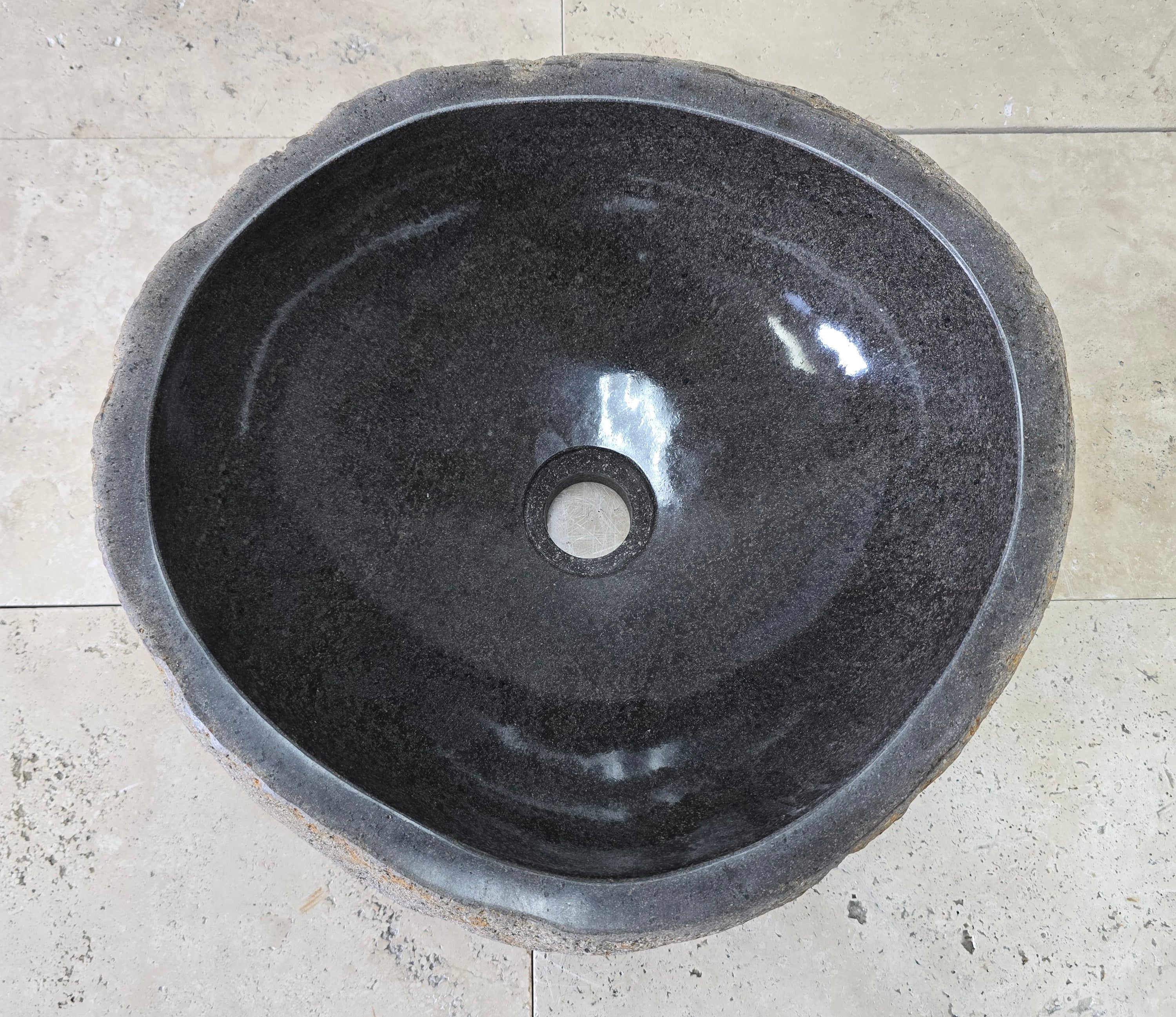 Handmade Natural Oval River Stone  Bathroom Basin  RS 2409031