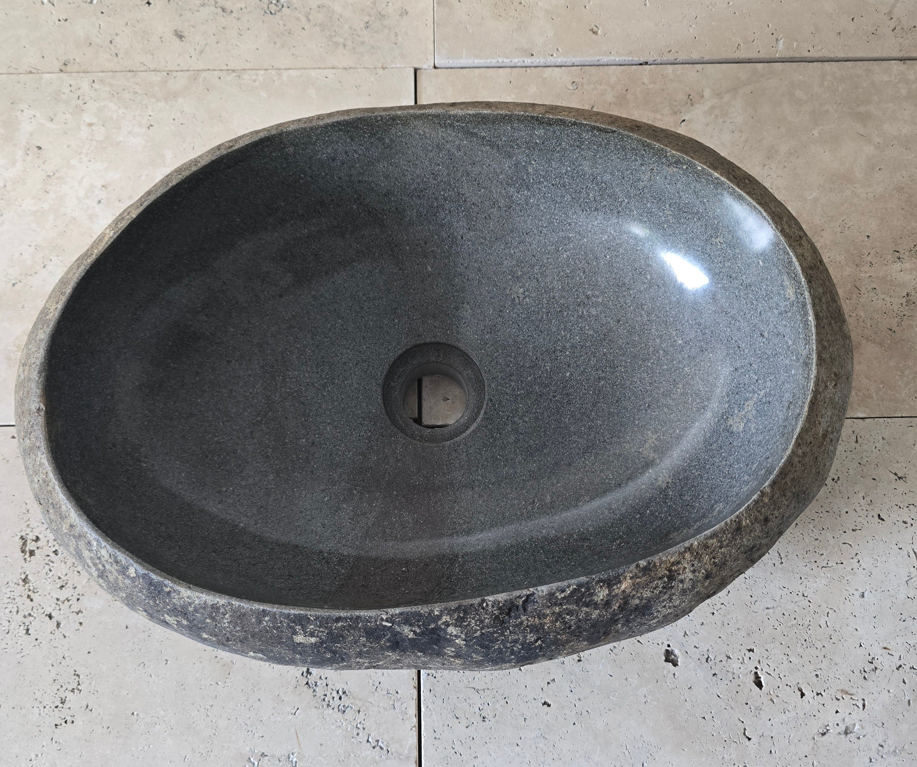 Handmade Natural Oval River Stone  Bathroom Basin  RVM 2409095