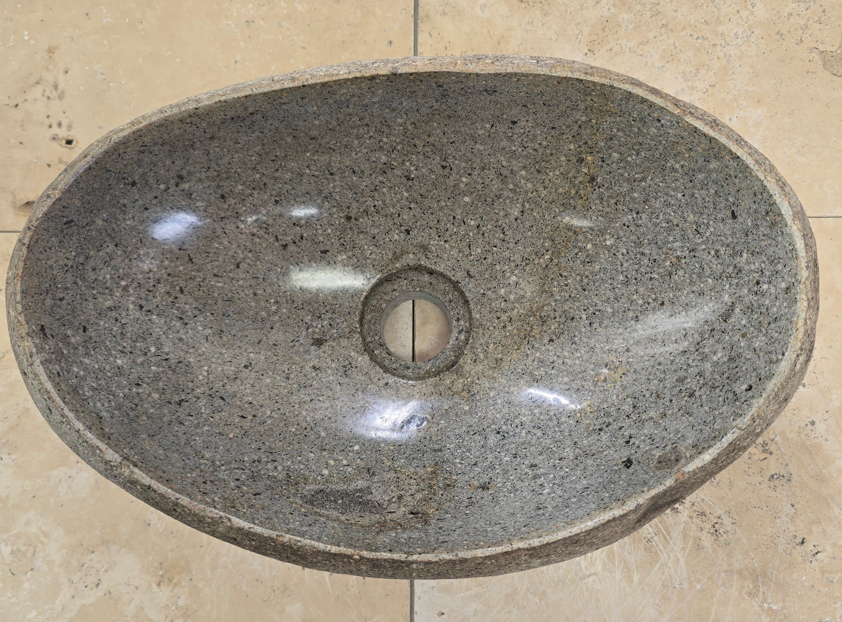 Handmade Natural Oval River Stone  Bathroom Basin  RVM 2409006