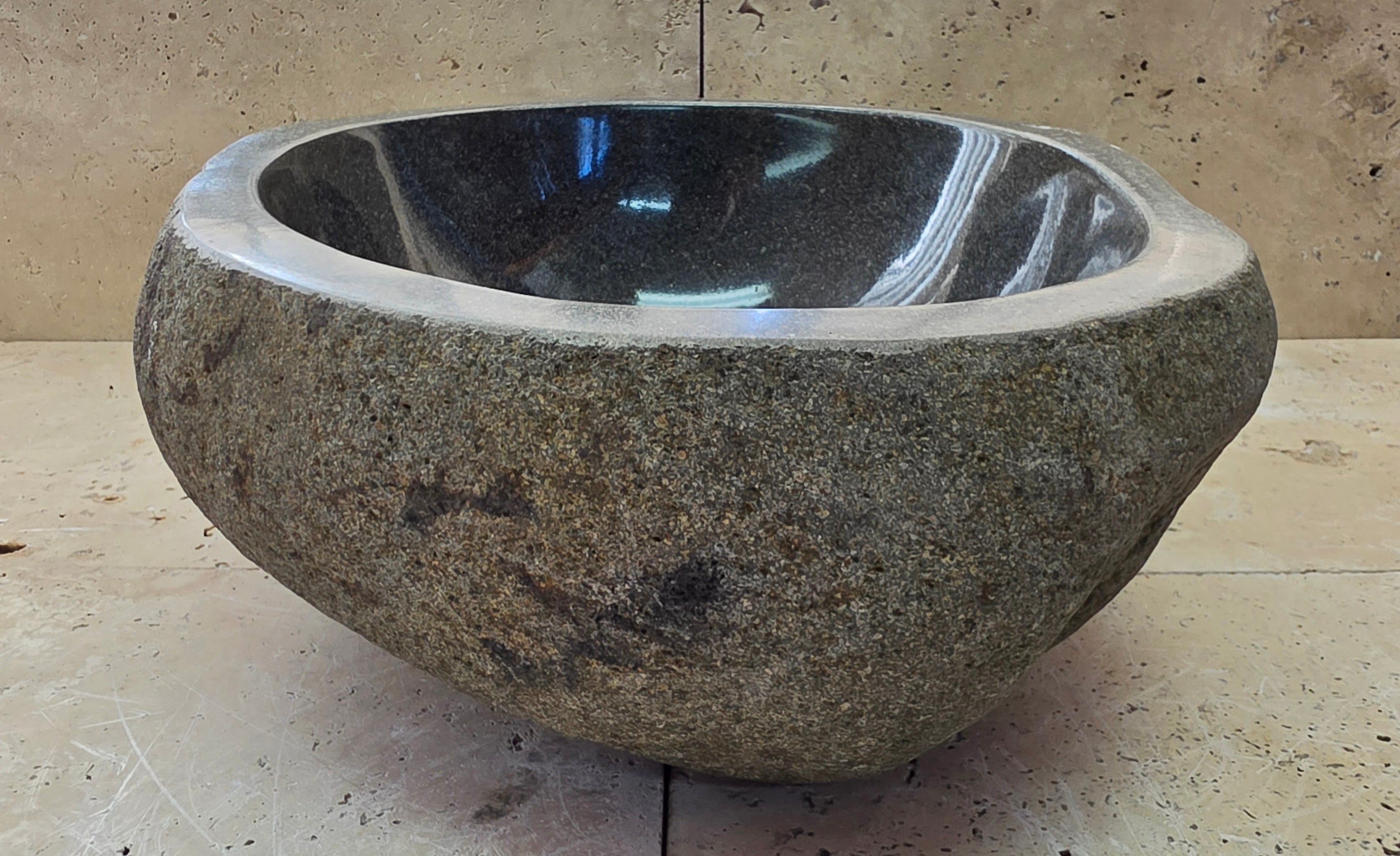 Handmade Natural Oval River Stone  Bathroom Basin  RS 2409136