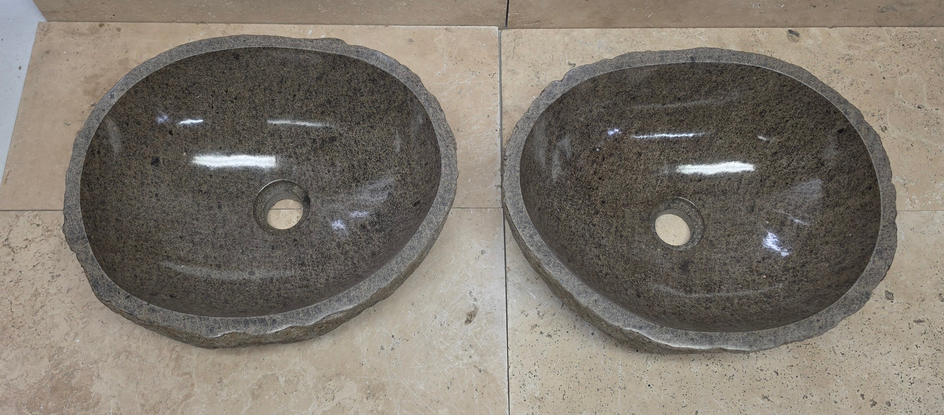 Handmade Natural Oval River Stone  Bathroom Basin TWIN SETS A & B RM 25072036