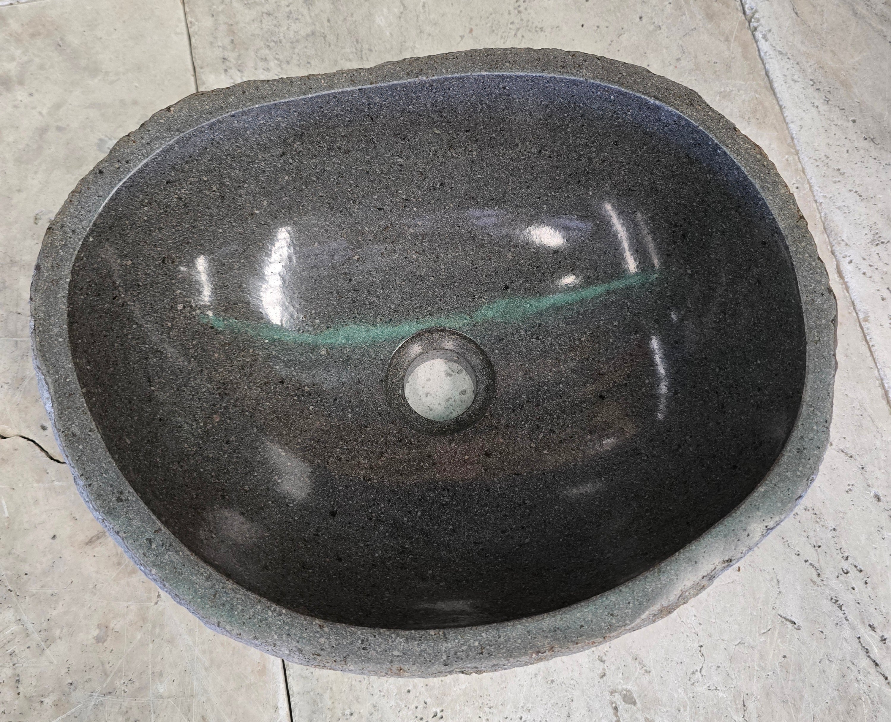 Handmade Natural Oval River Stone  Bathroom Basin  RS 2409058