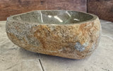 Handmade Natural Oval River Stone  Bathroom Basin  RS 24091084