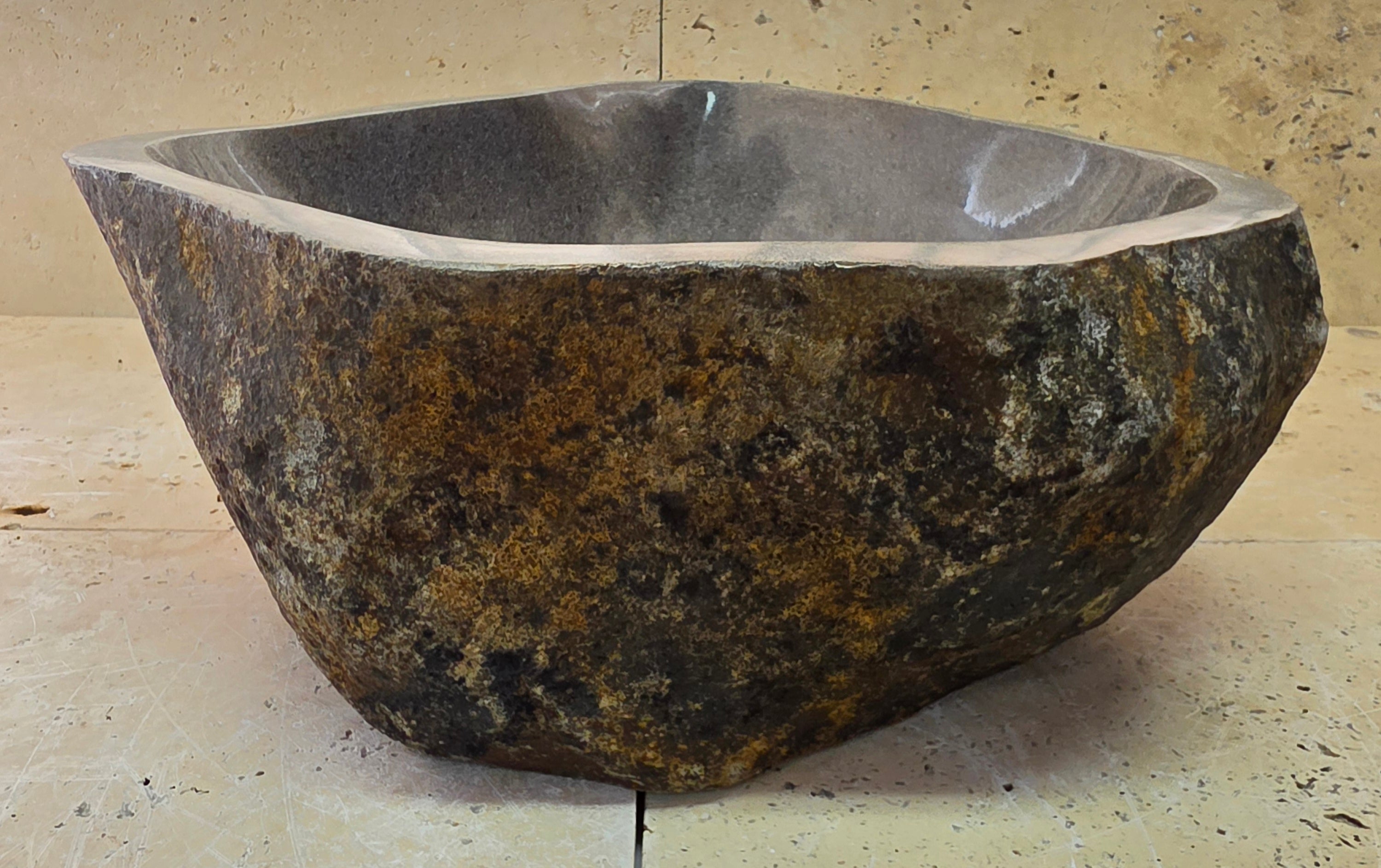 Handmade Natural Oval River Stone  Bathroom Basin  RS 25072025