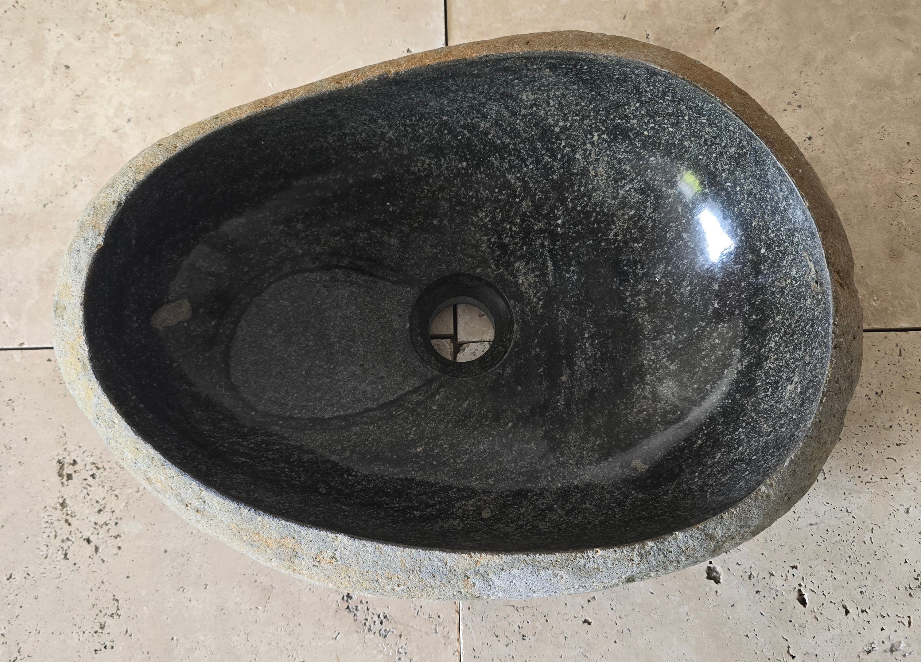 Handmade Natural Oval River Stone  Bathroom Basin  RVM 2409036