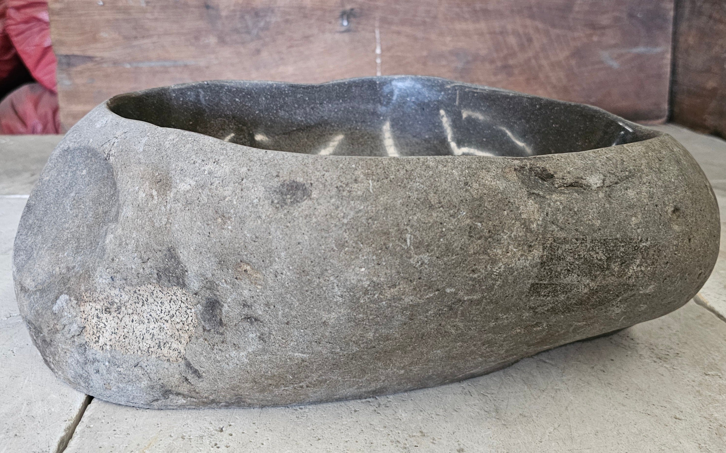 Handmade Natural Oval River Stone  Bathroom Basin  RVM 2409002