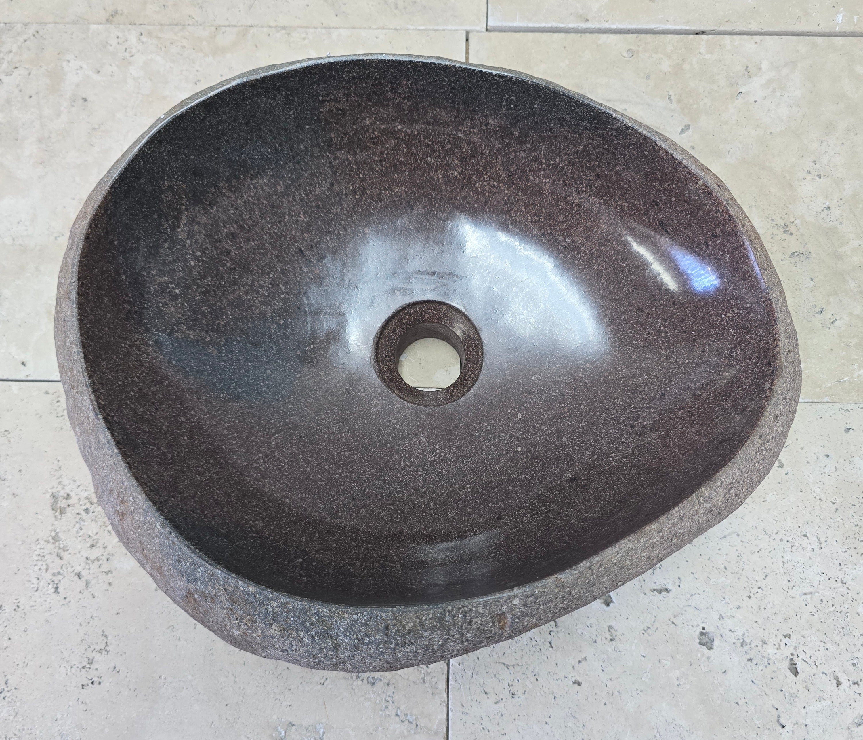 Handmade Natural Oval River Stone  Bathroom Basin  RVM 2409031
