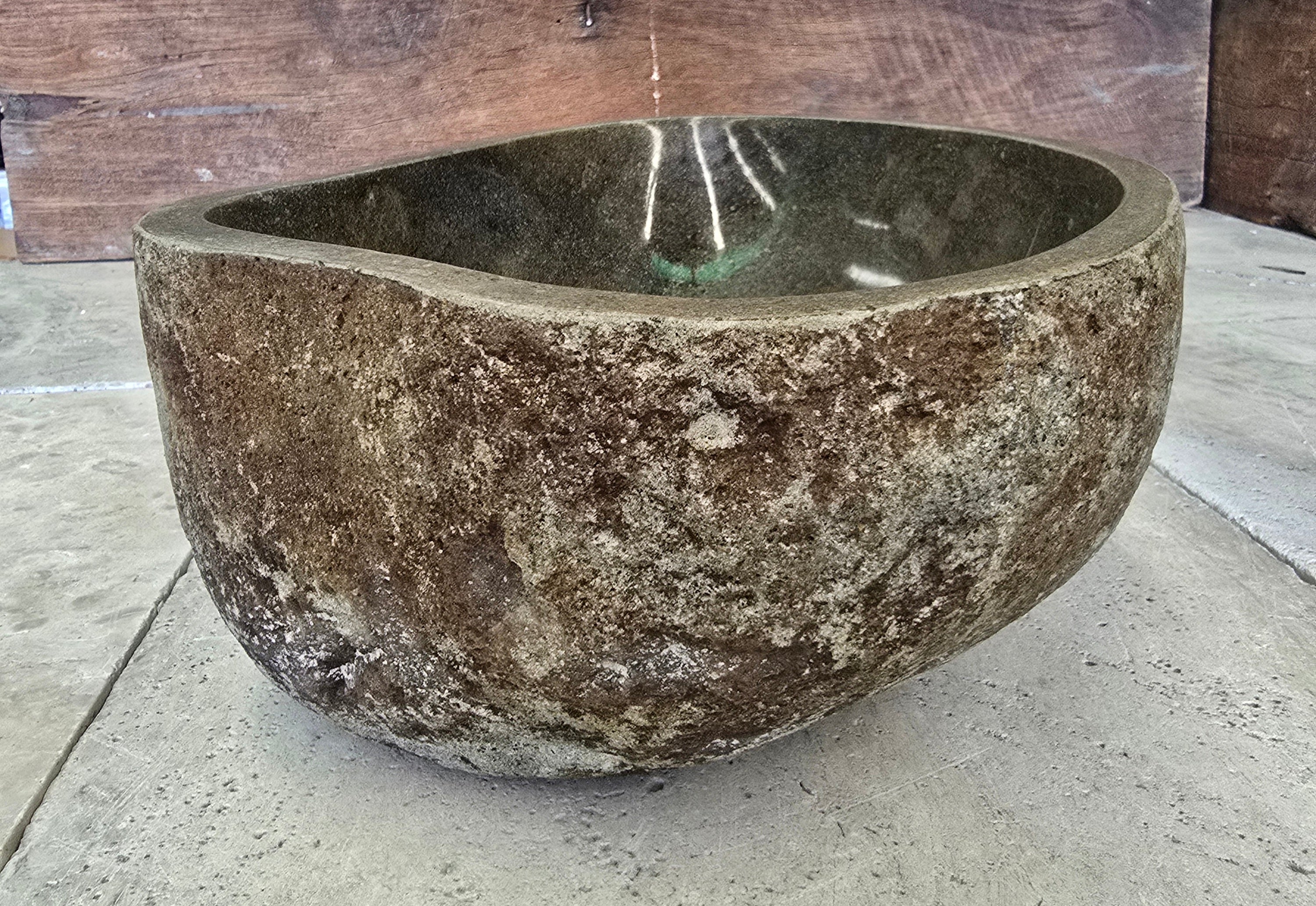 Handmade Natural Oval River Stone  Bathroom Basin  RS 2409074