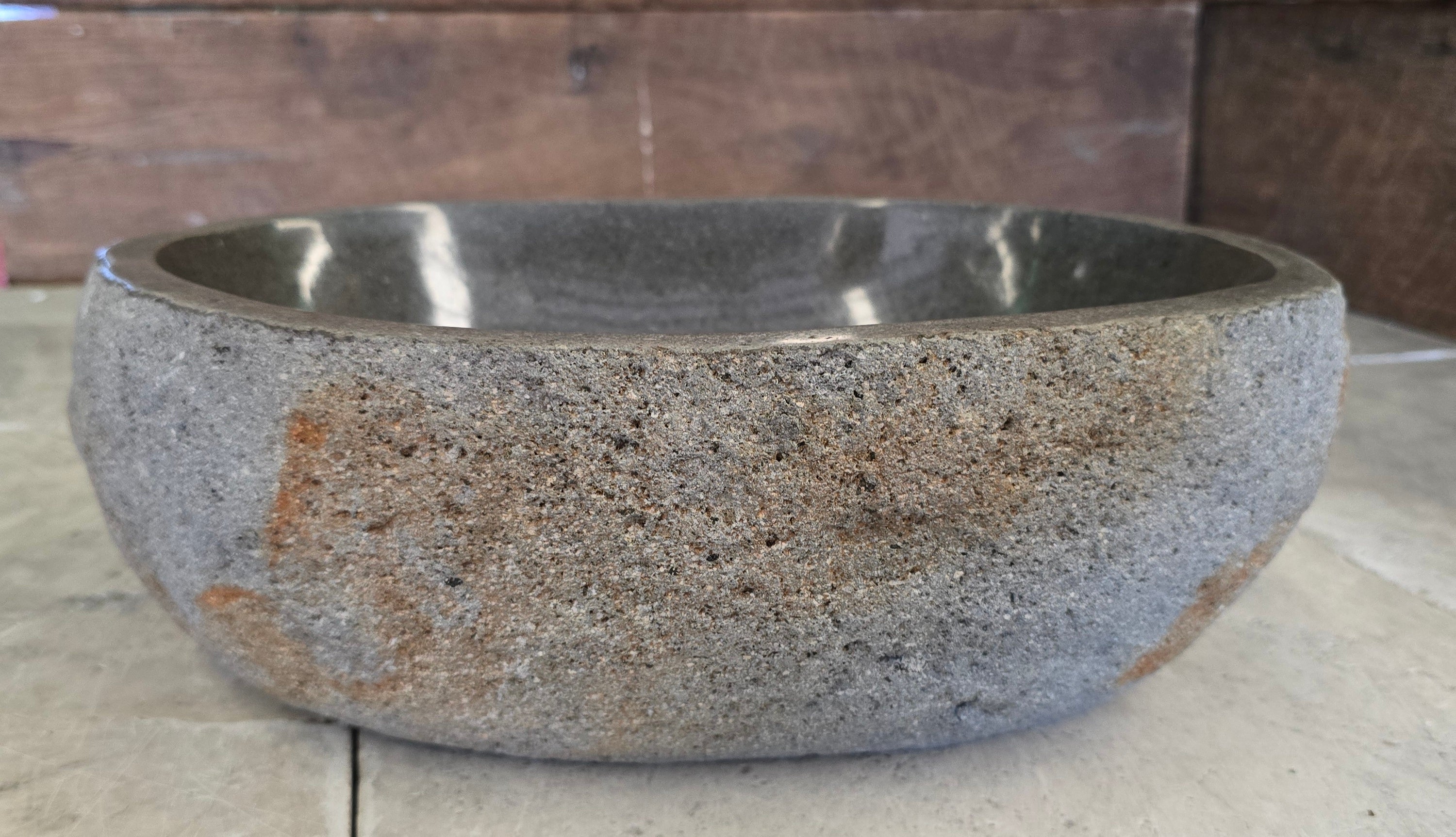 Handmade Natural Oval River Stone  Bathroom Basin  RS 2409058