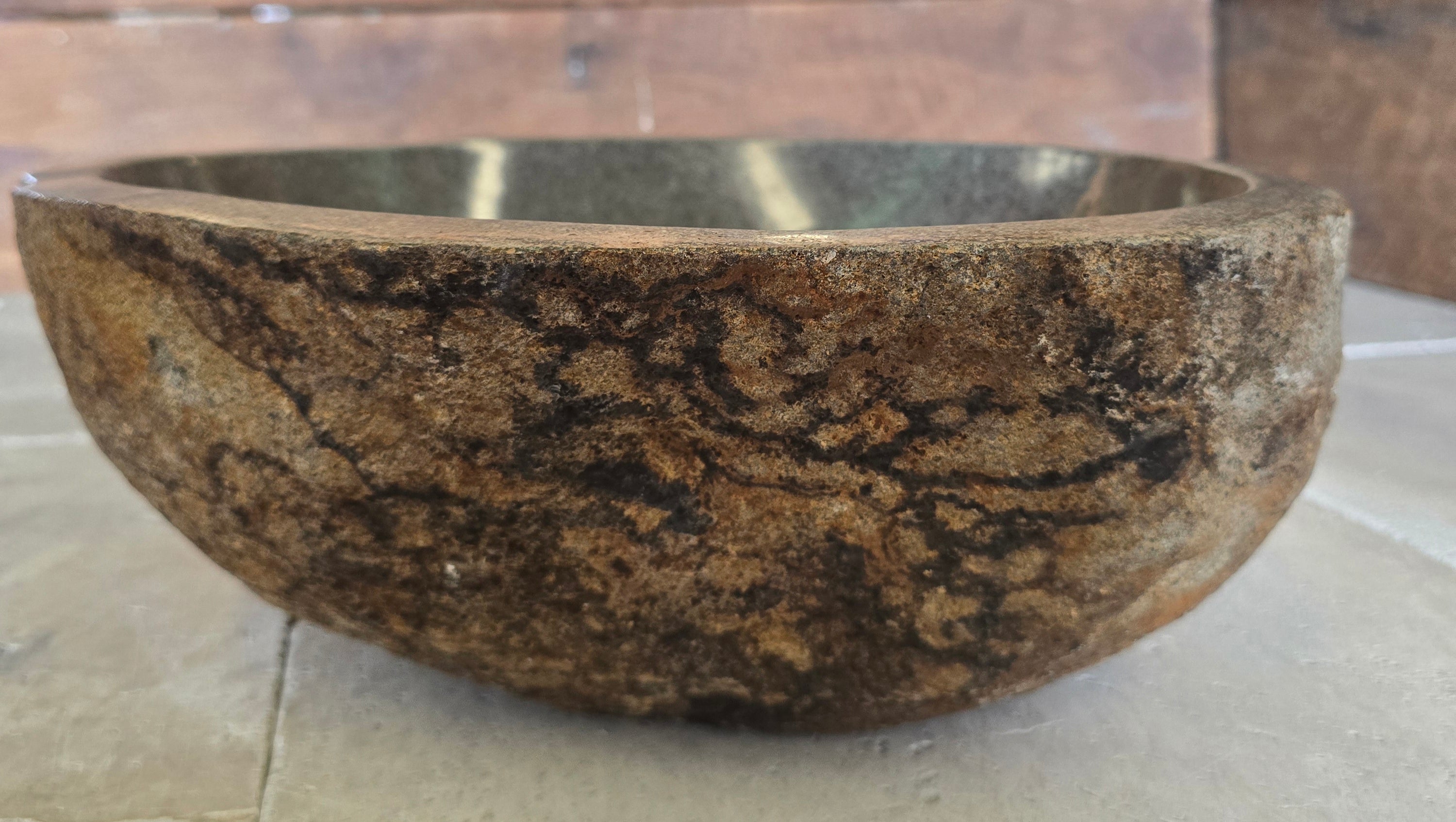 Handmade Natural Oval River Stone  Bathroom Basin  RS 24091055