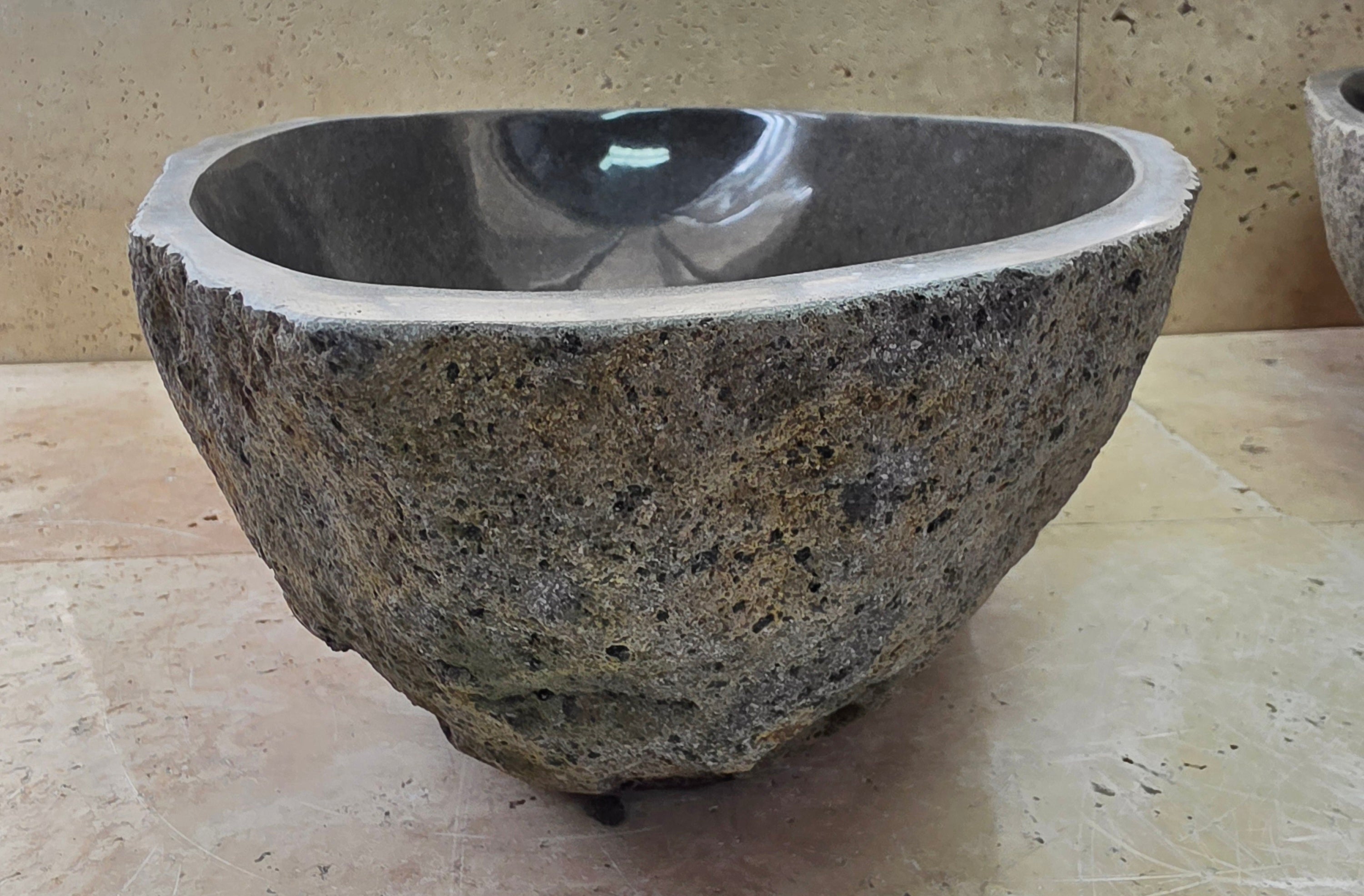 Handmade Natural Oval River Stone  Bathroom Basin LARGE TWIN SETS A & B RL 25072024