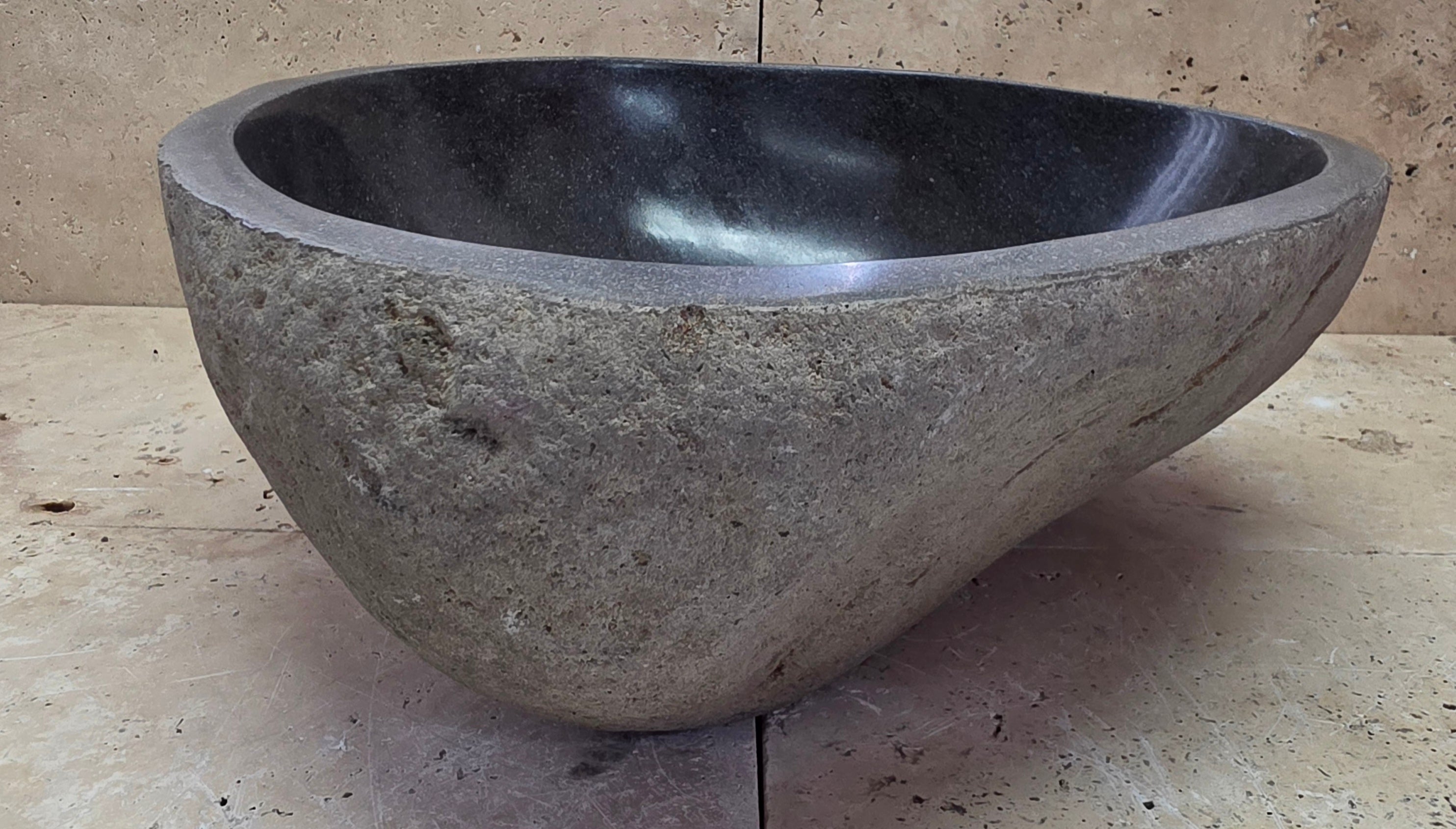 Handmade Natural Oval River Stone  Bathroom Basin  RM 2409110