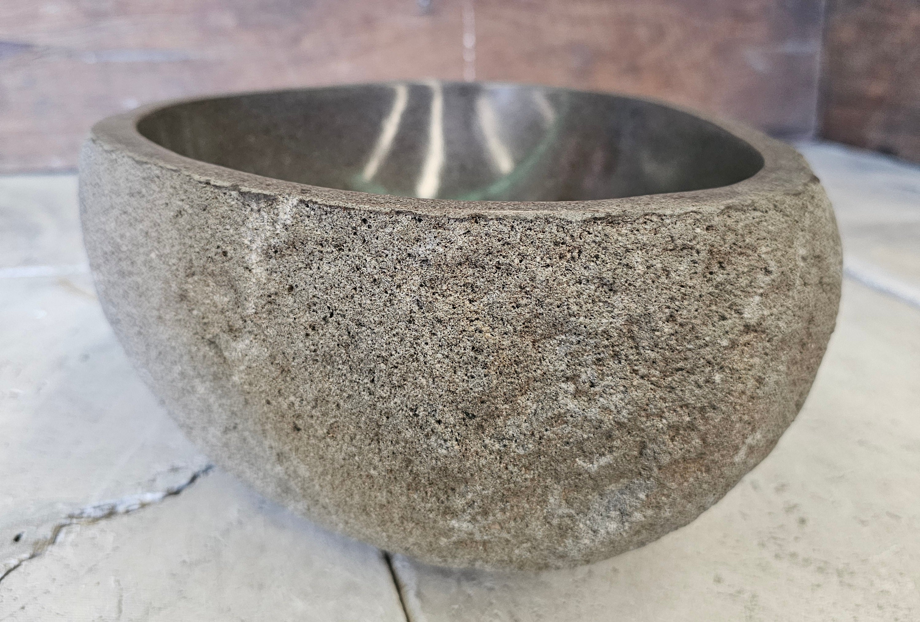 Handmade Natural Oval River Stone  Bathroom Basin  RS 2409019