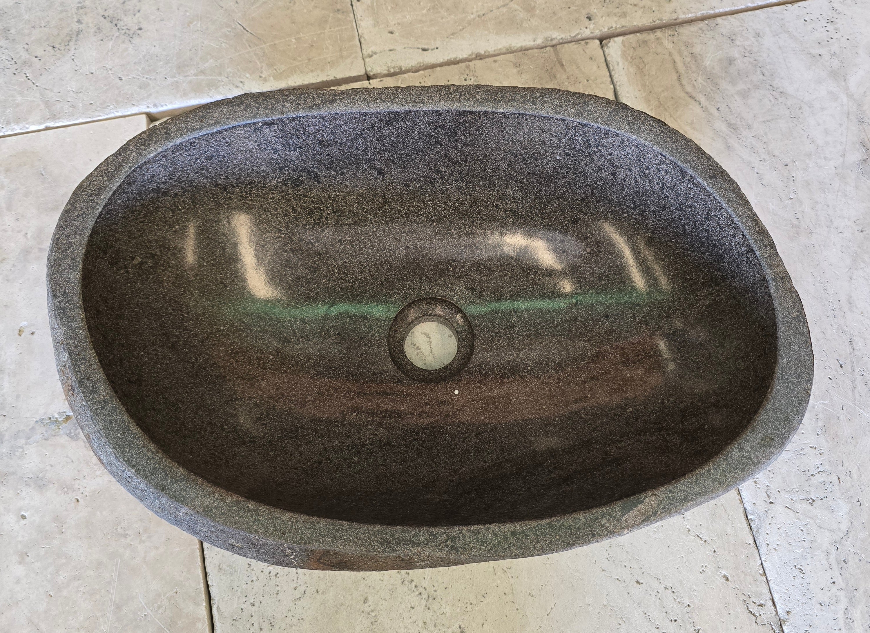 Handmade Natural Oval River Stone  Bathroom Basin  RM 2409001