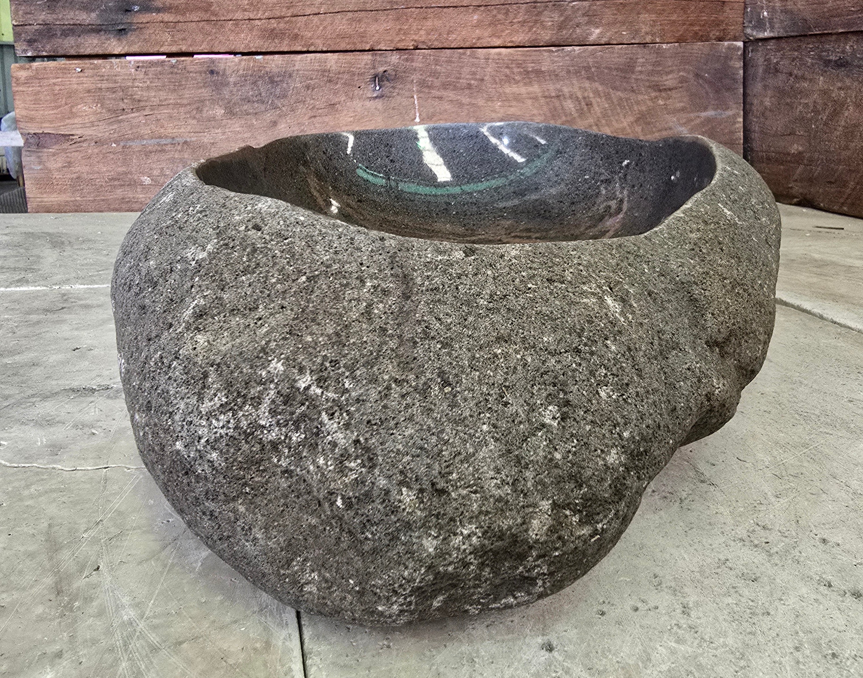 Handmade Natural Oval River Stone  Bathroom Basin  PHL 240901