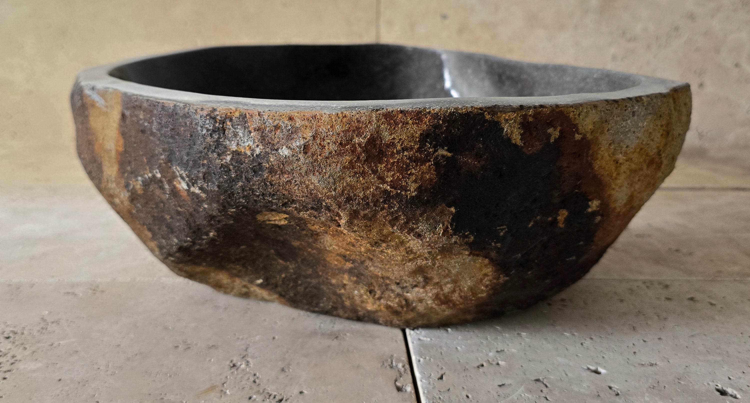 Handmade Natural Oval River Stone  Bathroom Basin  RL 240930