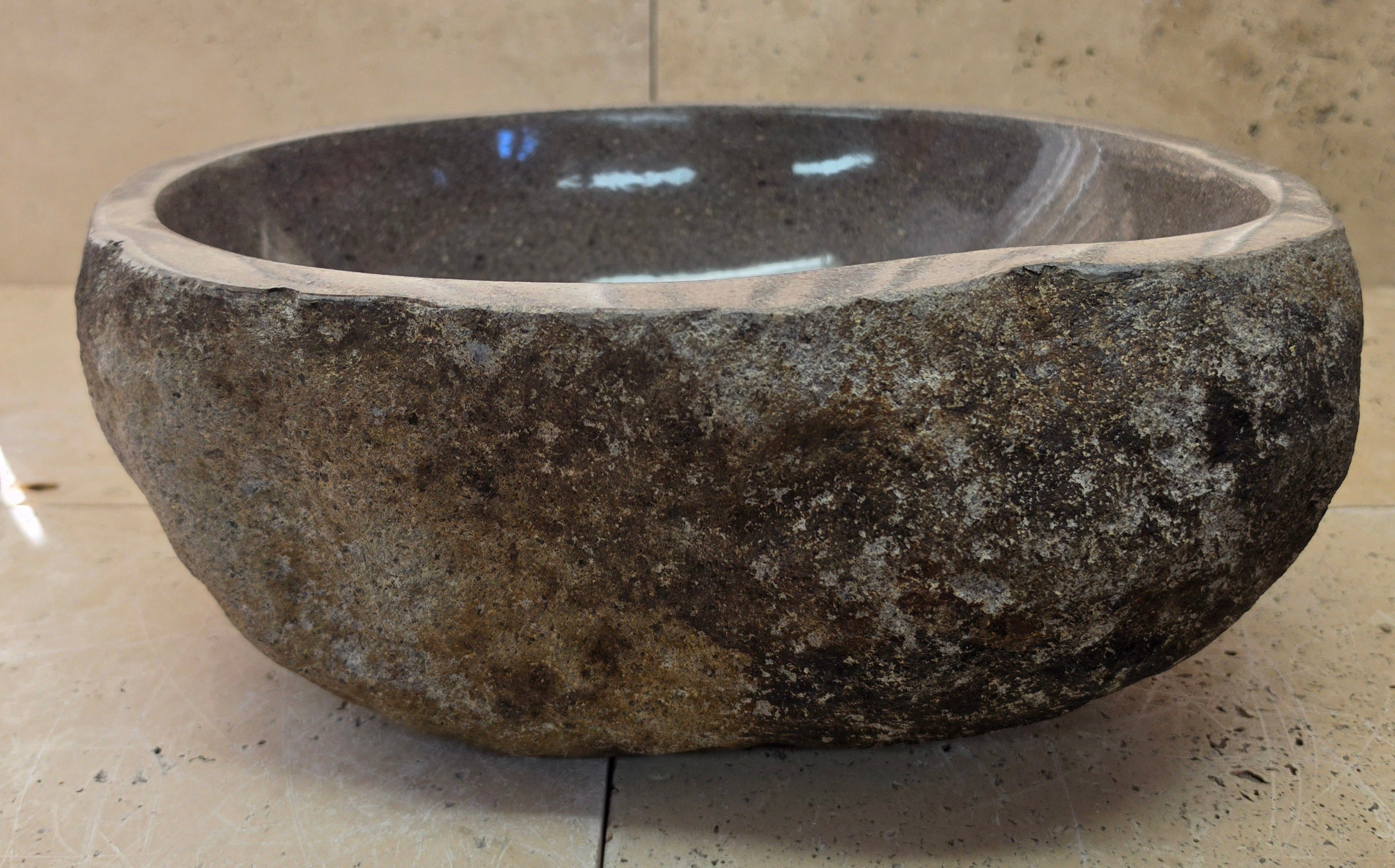 Handmade Natural Oval River Stone  Bathroom Basin  RS 250720450