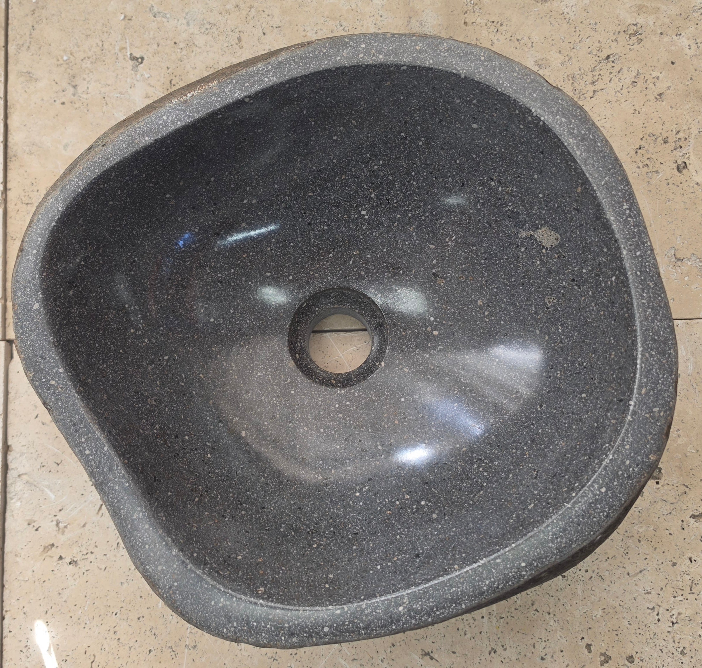 Handmade Natural Oval River Stone  Bathroom Basin  RS 2409129