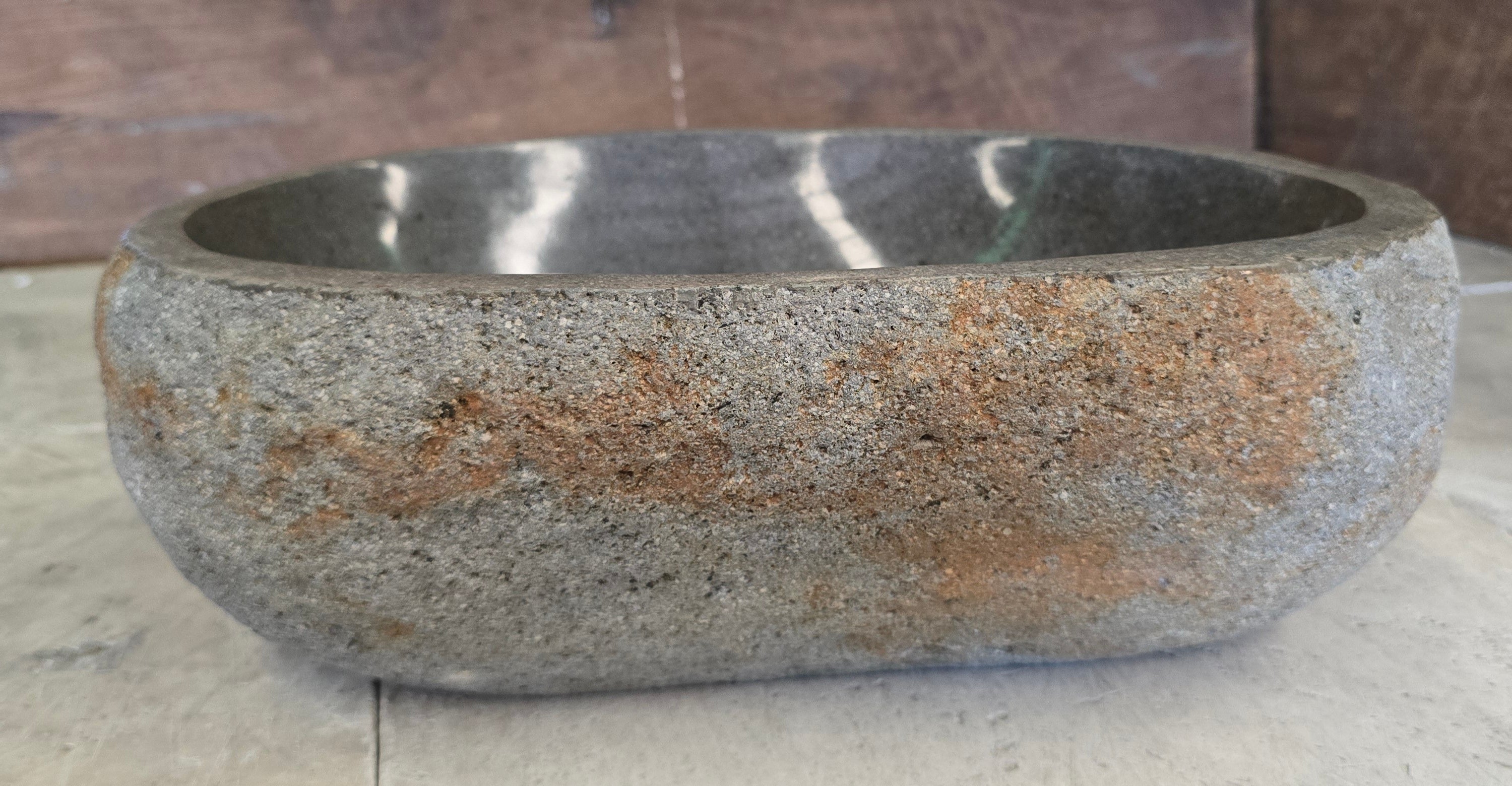 Handmade Natural Oval River Stone  Bathroom Basin  RS 2409058