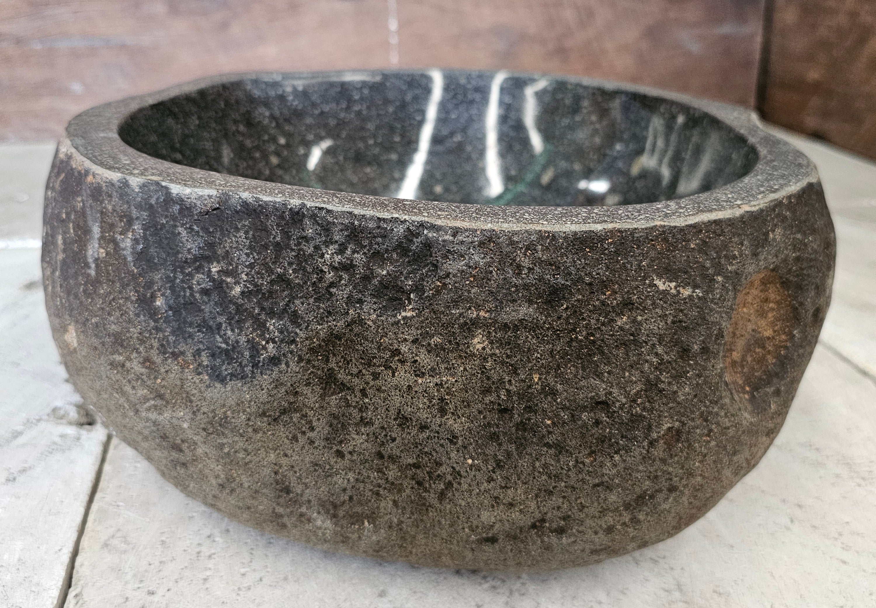 Handmade Natural Oval River Stone  Bathroom Basin  RM 2409004
