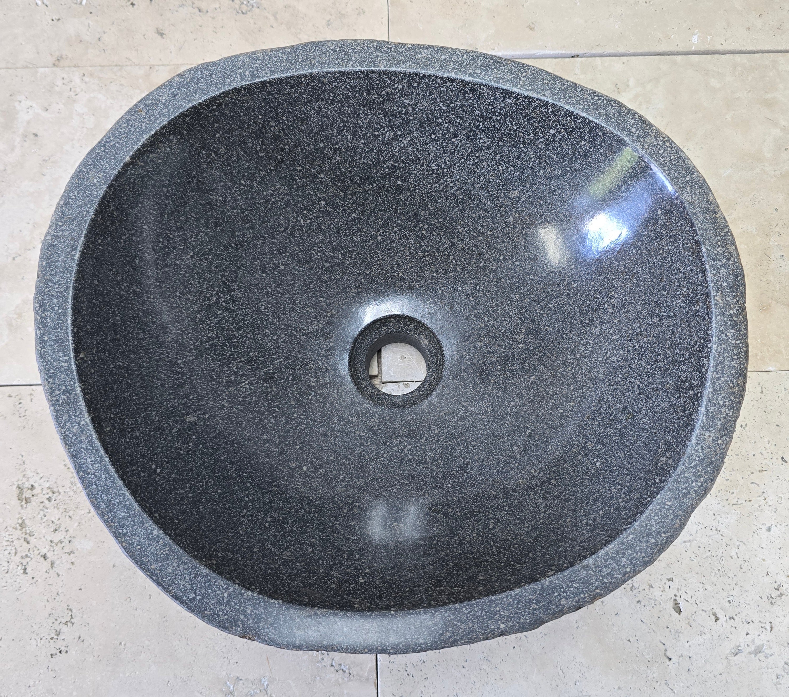 Handmade Natural Oval River Stone  Bathroom Basin  RS 2409088