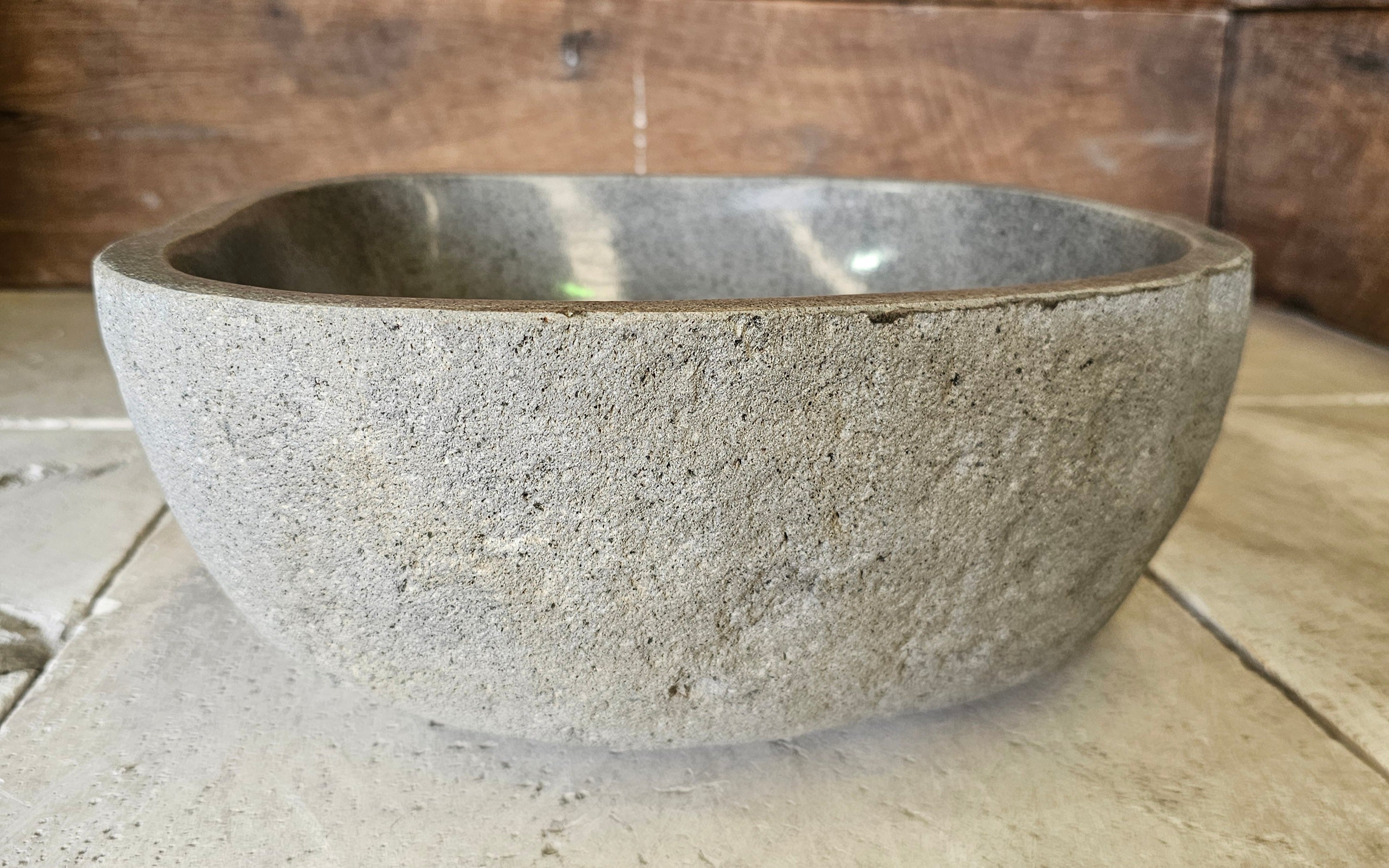 Handmade Natural Oval River Stone  Bathroom Basin  RS 2409150