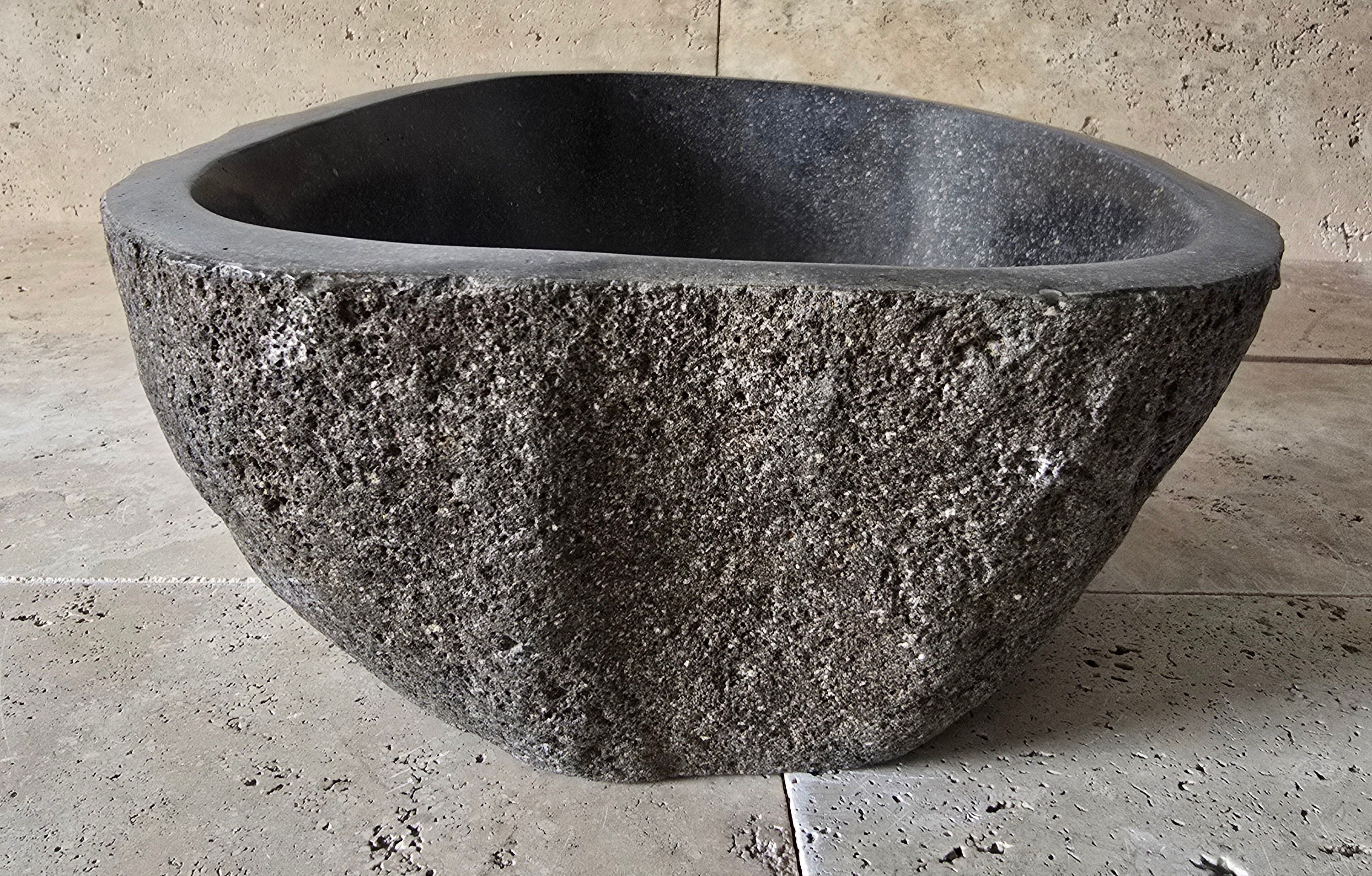 Handmade Natural Oval River Stone  Bathroom Basin  RS 2409136