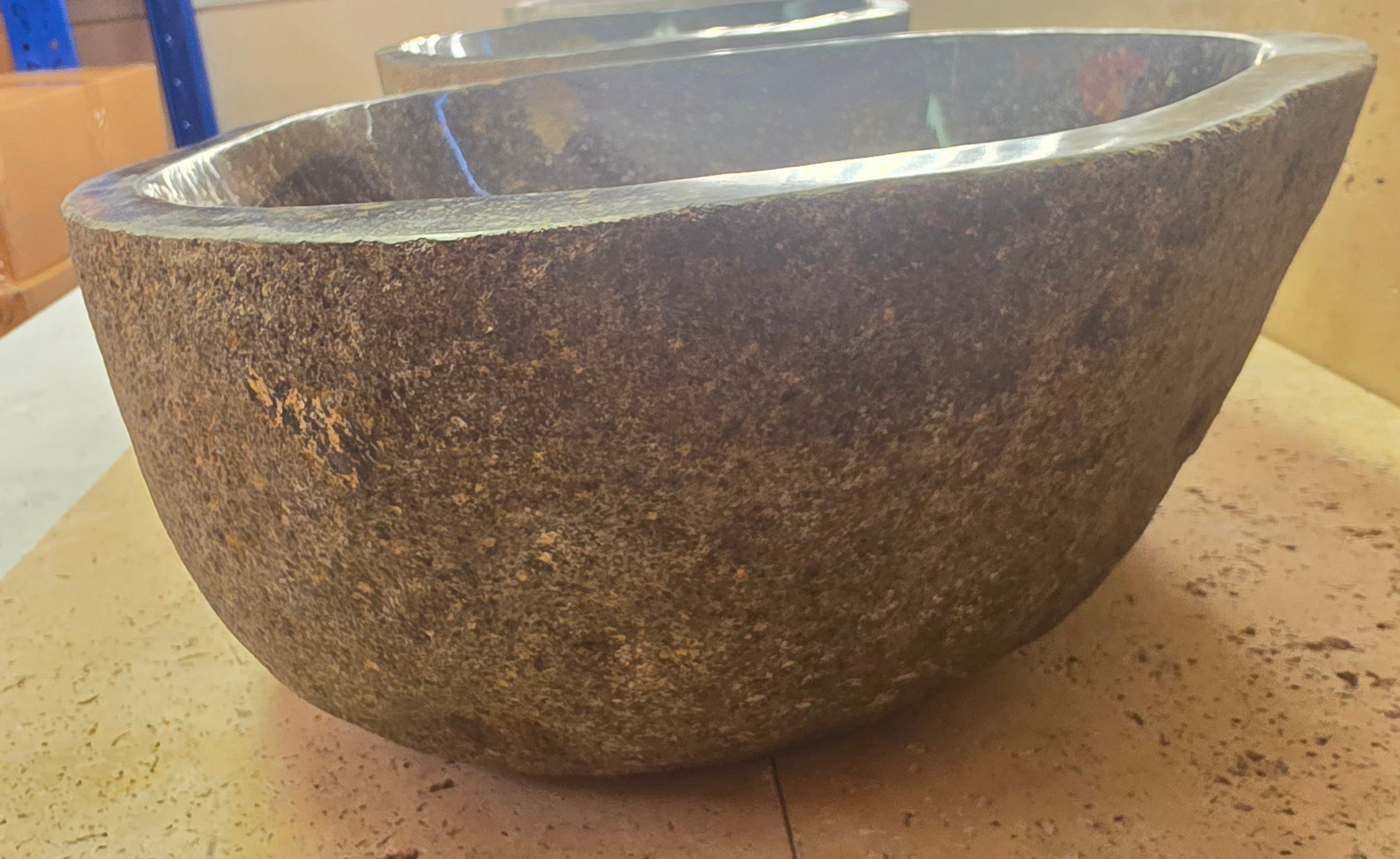 Handmade Natural Oval River Stone  Bathroom Basin TWIN SETS A & B RM 25072001