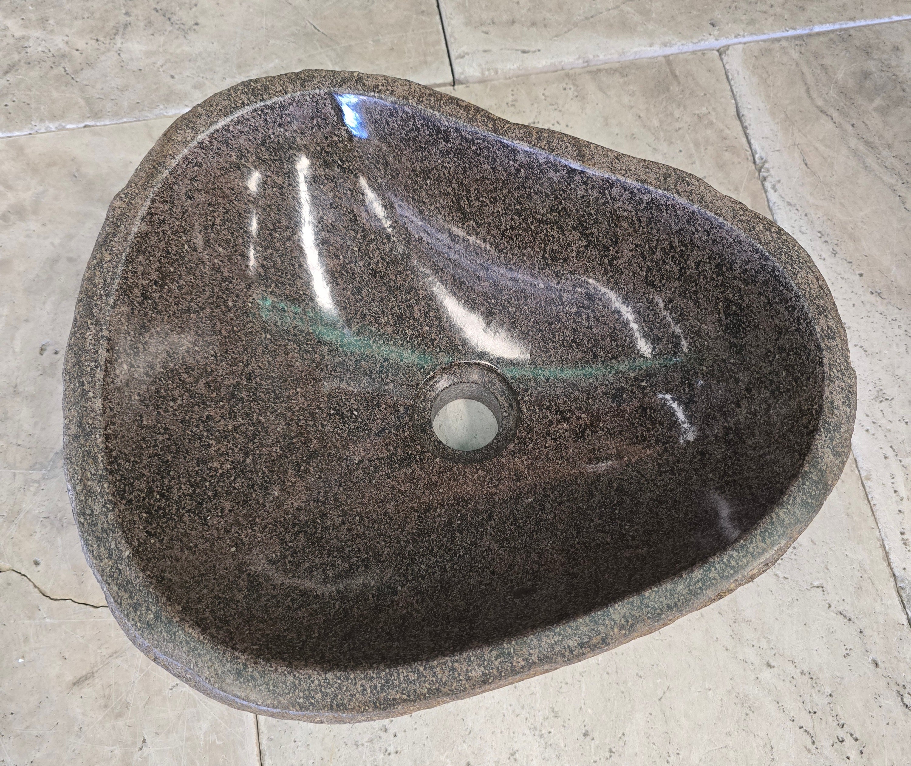Handmade Natural Oval River Stone  Bathroom Basin  RS 24091060