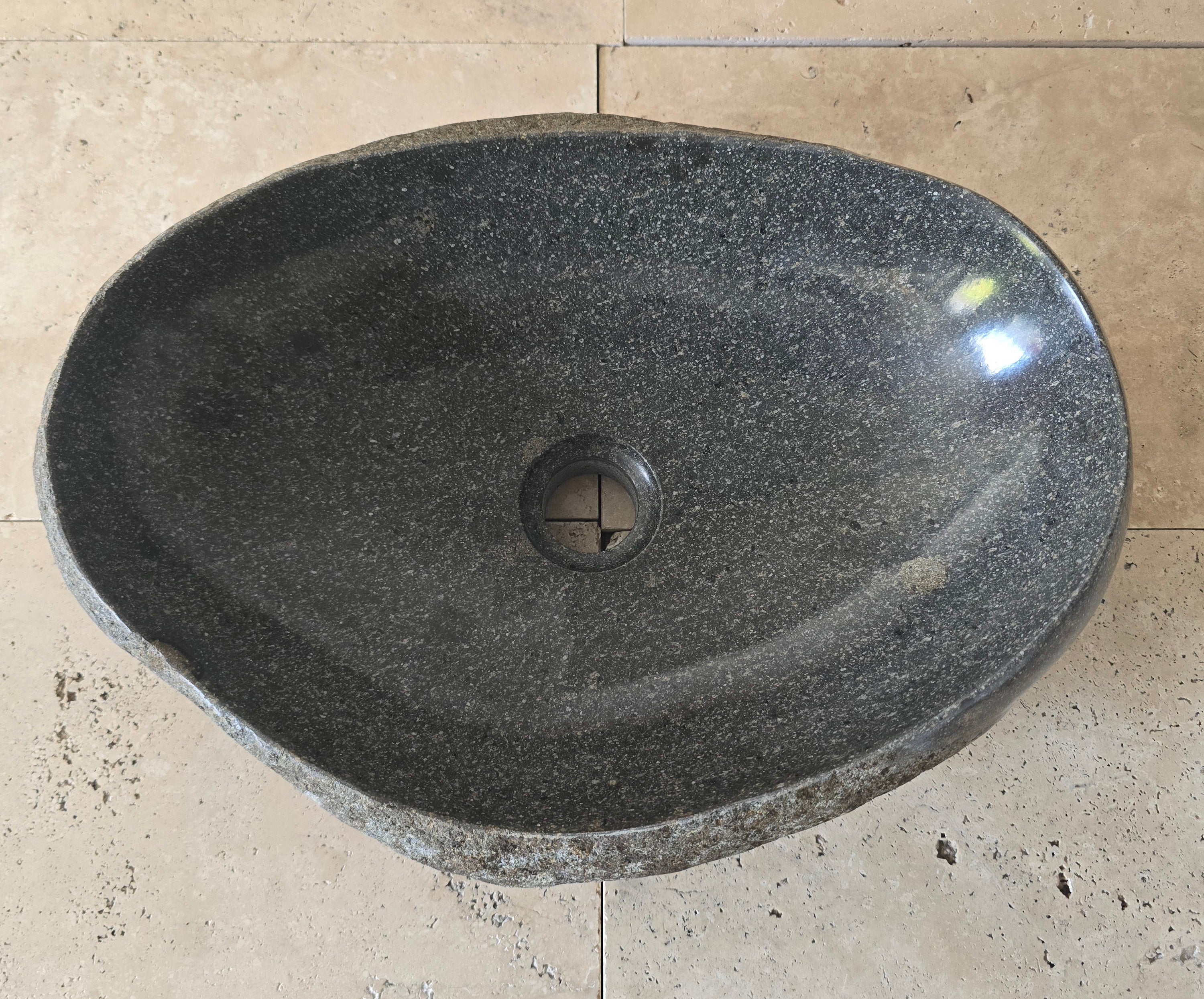 Handmade Natural Oval River Stone  Bathroom Basin  PHM 240920