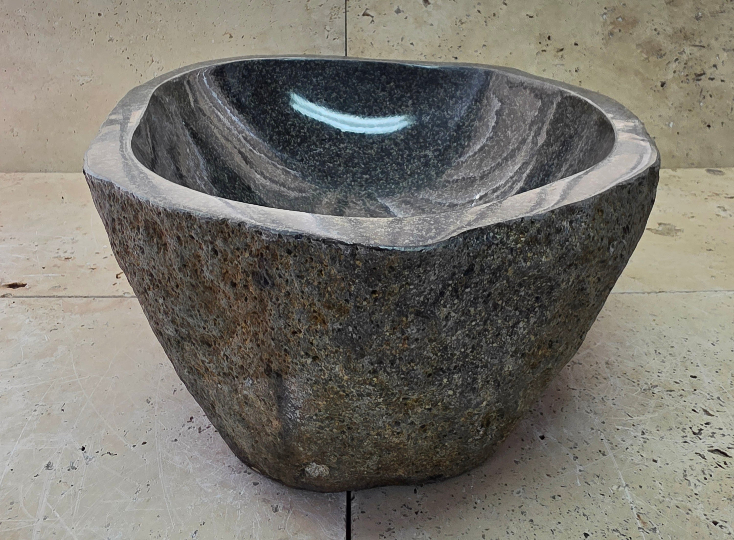 Handmade Natural Oval River Stone  Bathroom Basin  RM 25072095
