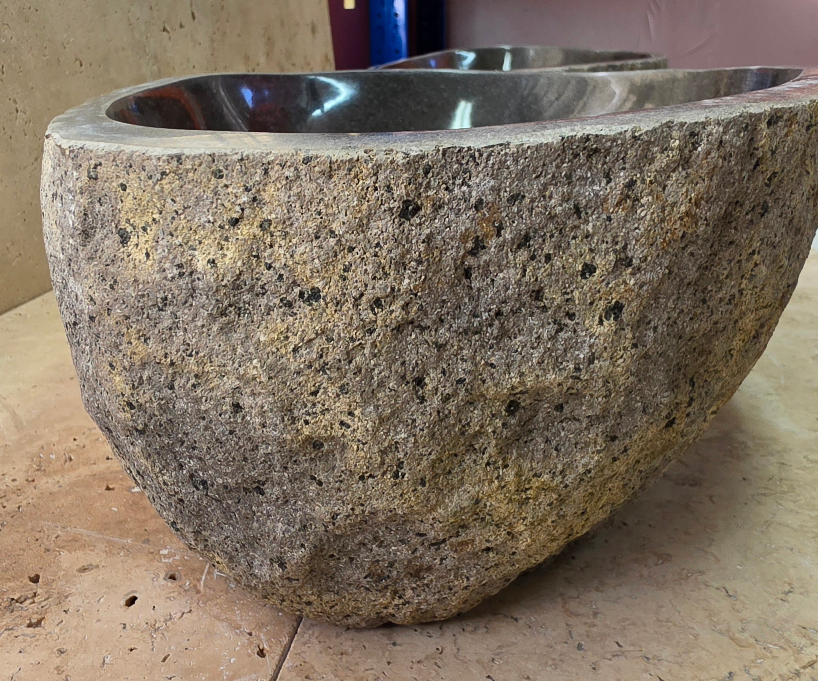 Handmade Natural Oval River Stone  Bathroom Basin LARGE TWIN SETS A & B RL 25072024