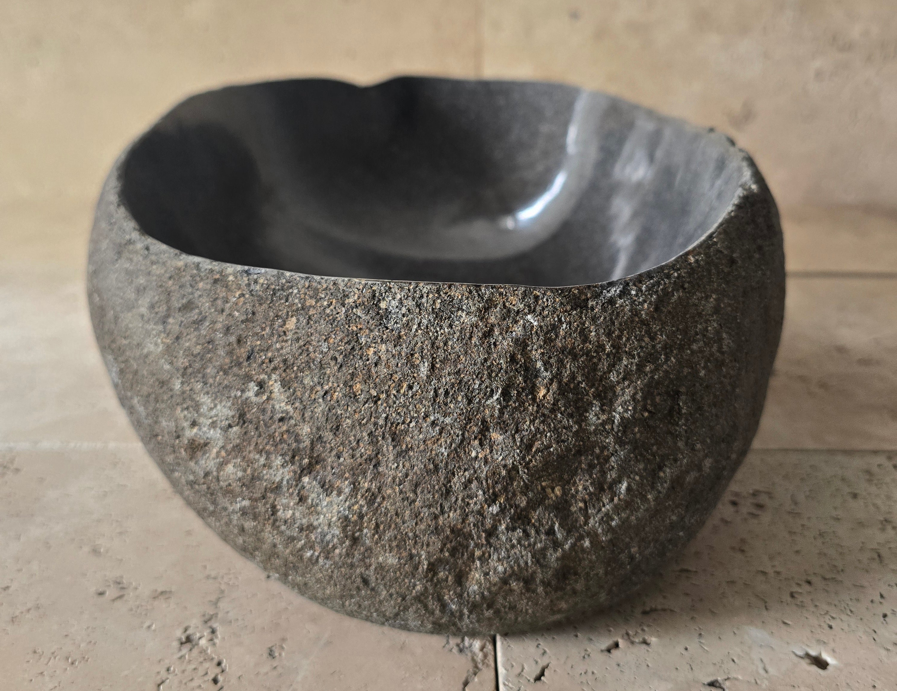 Handmade Natural Oval River Stone  Bathroom Basin  PHM 240921