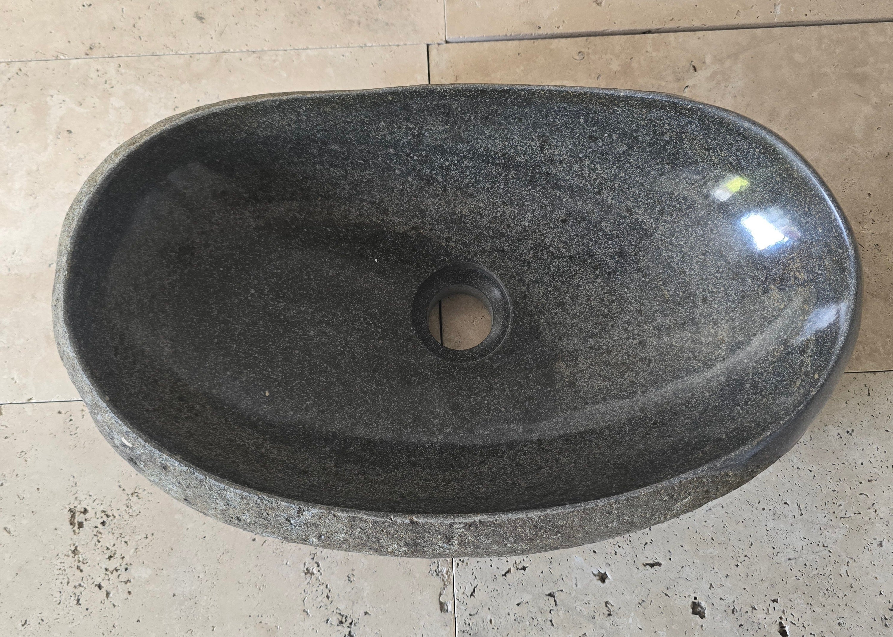Handmade Natural Oval River Stone  Bathroom Basin  PHM 240913