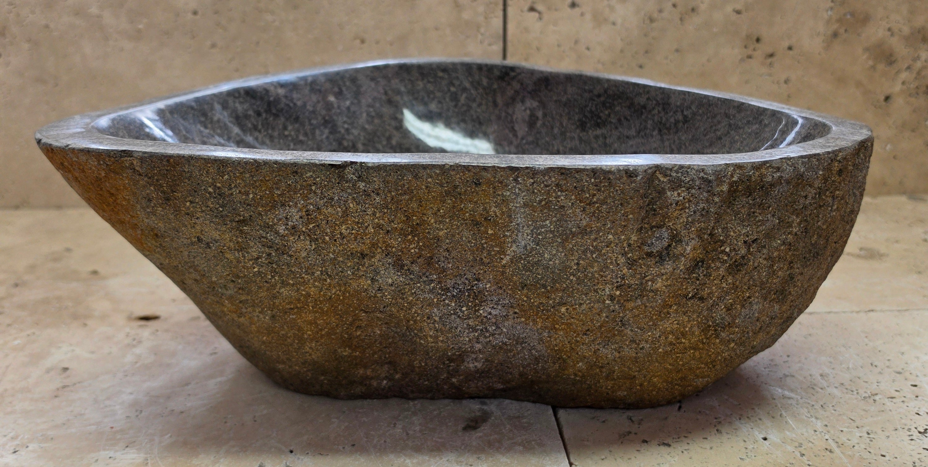 Handmade Natural Oval River Stone  Bathroom Basin  RS 2409030