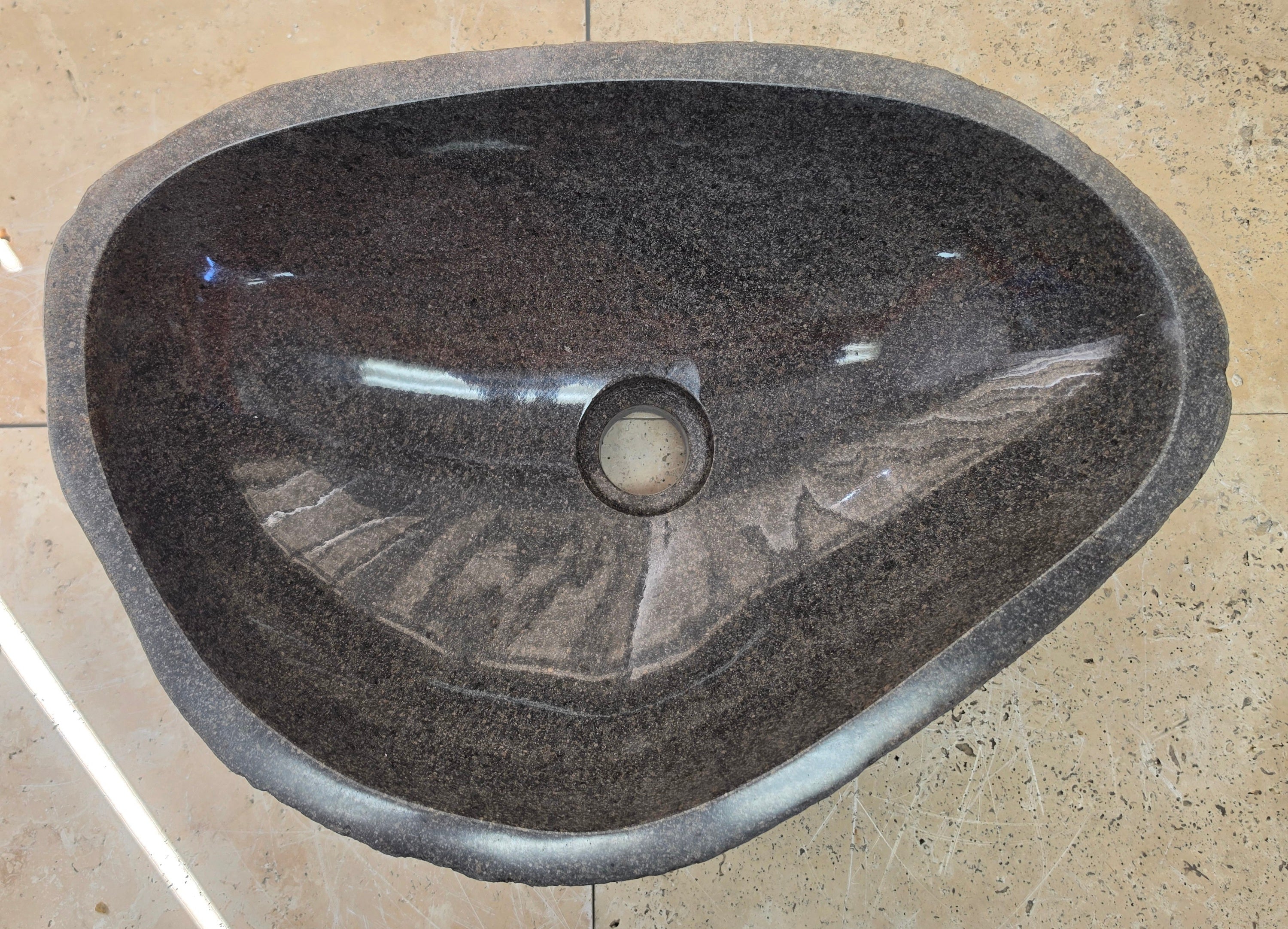 Handmade Natural Oval River Stone  Bathroom Basin  RM 25072096