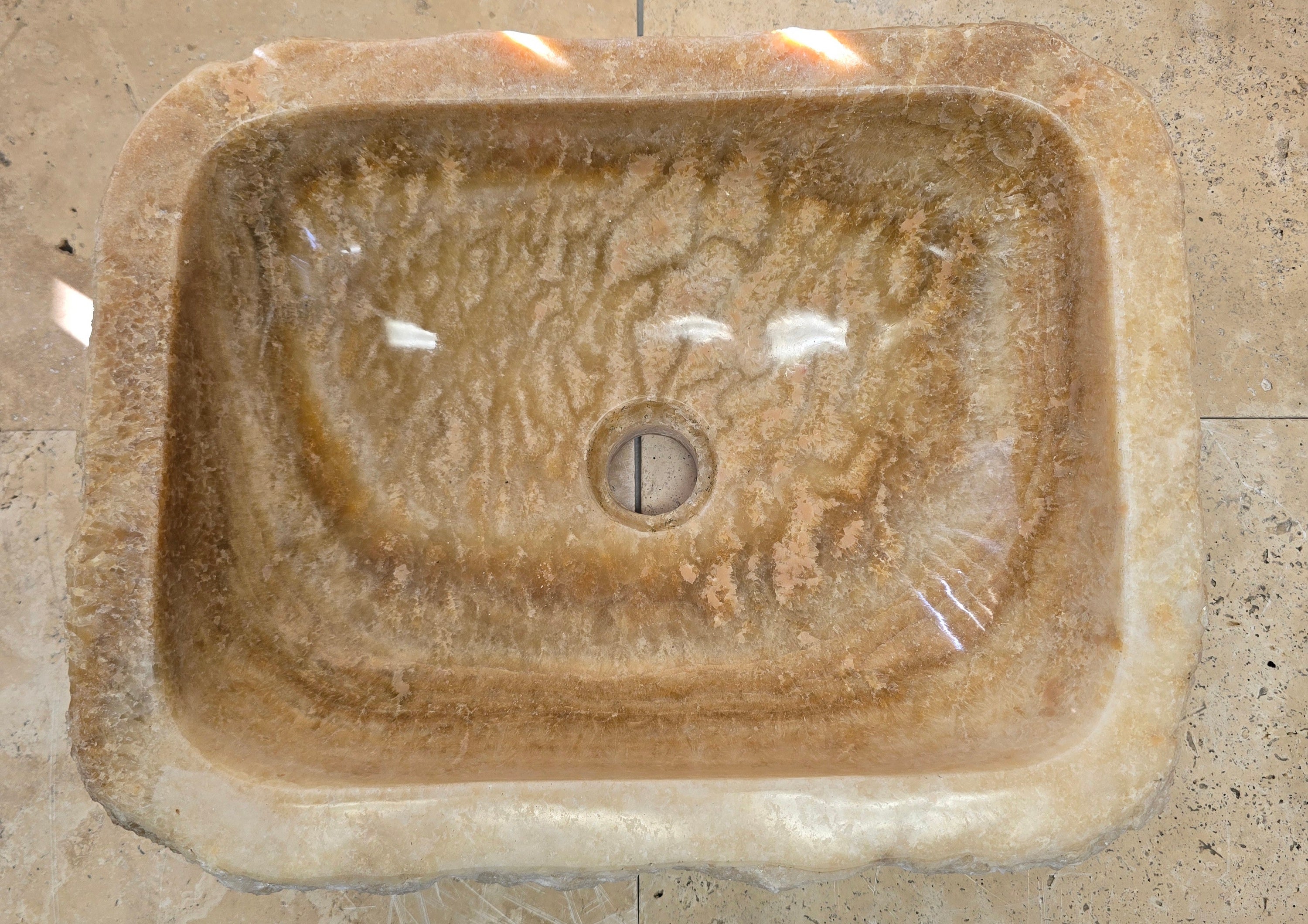 Natural Handmade Onyx Stone Bathroom Basin - ORM 240901