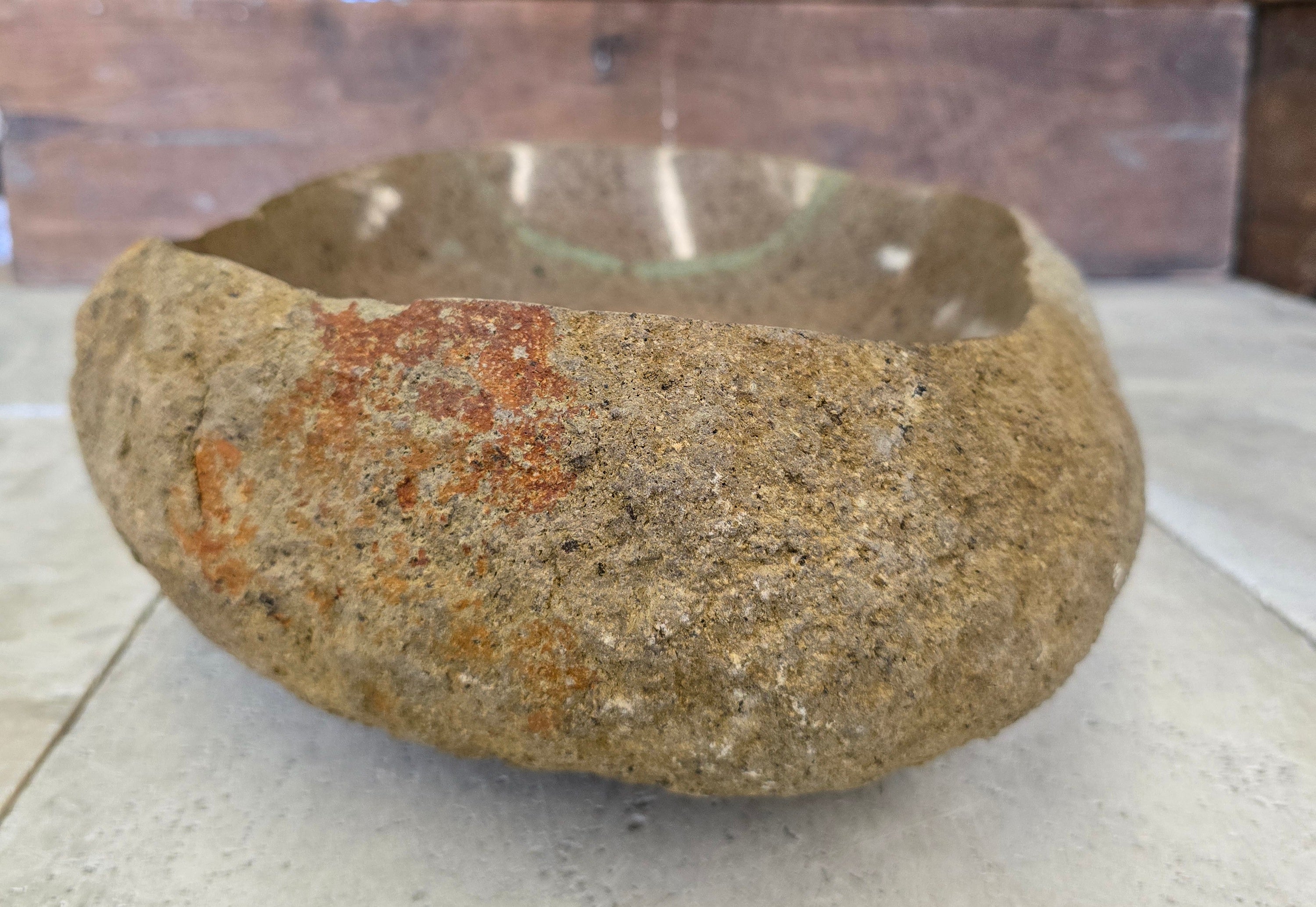 Handmade Natural Oval River Stone  Bathroom Basin  PHM 240917