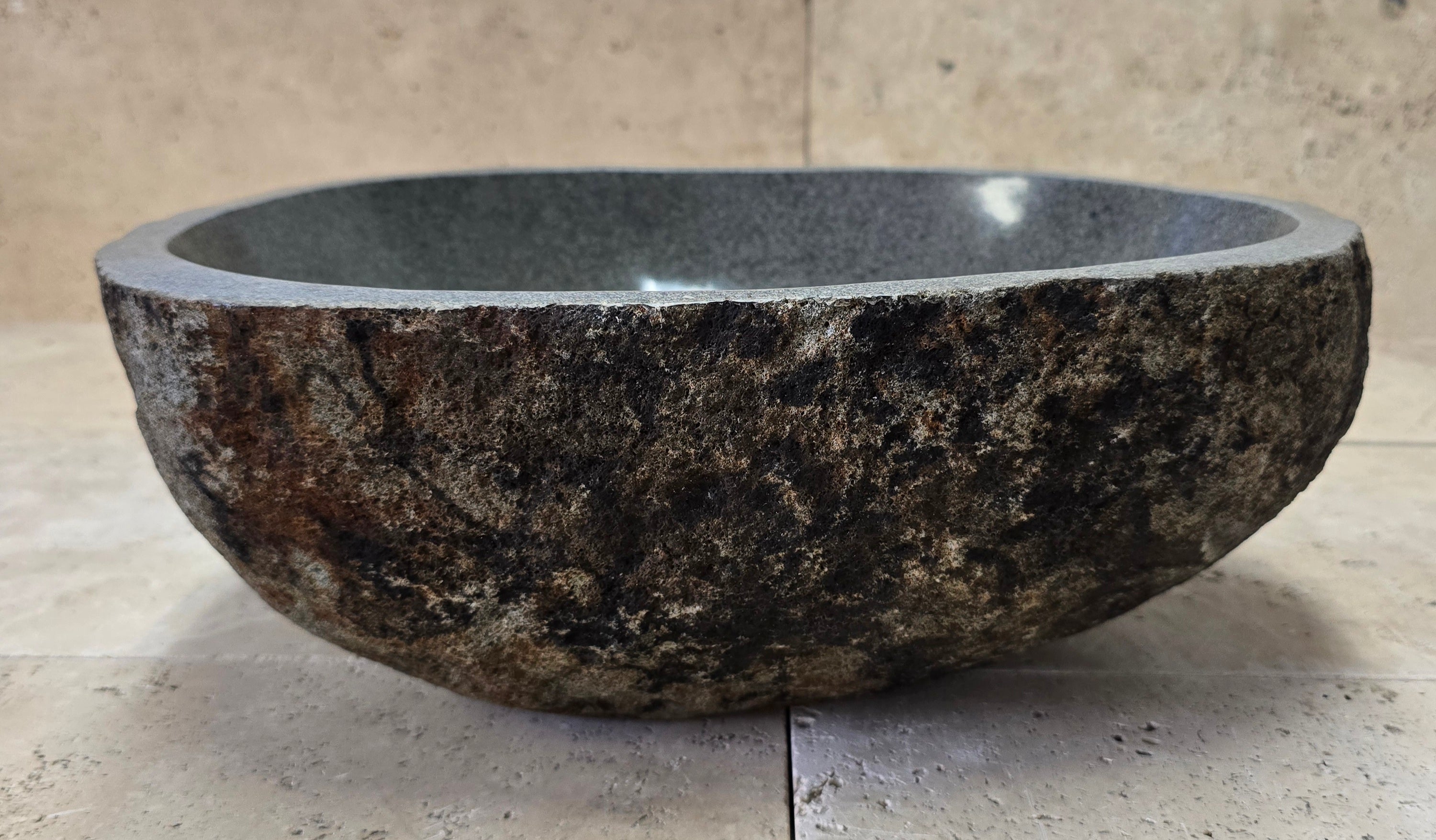 Handmade Natural Oval River Stone  Bathroom Basin  RS 2409048