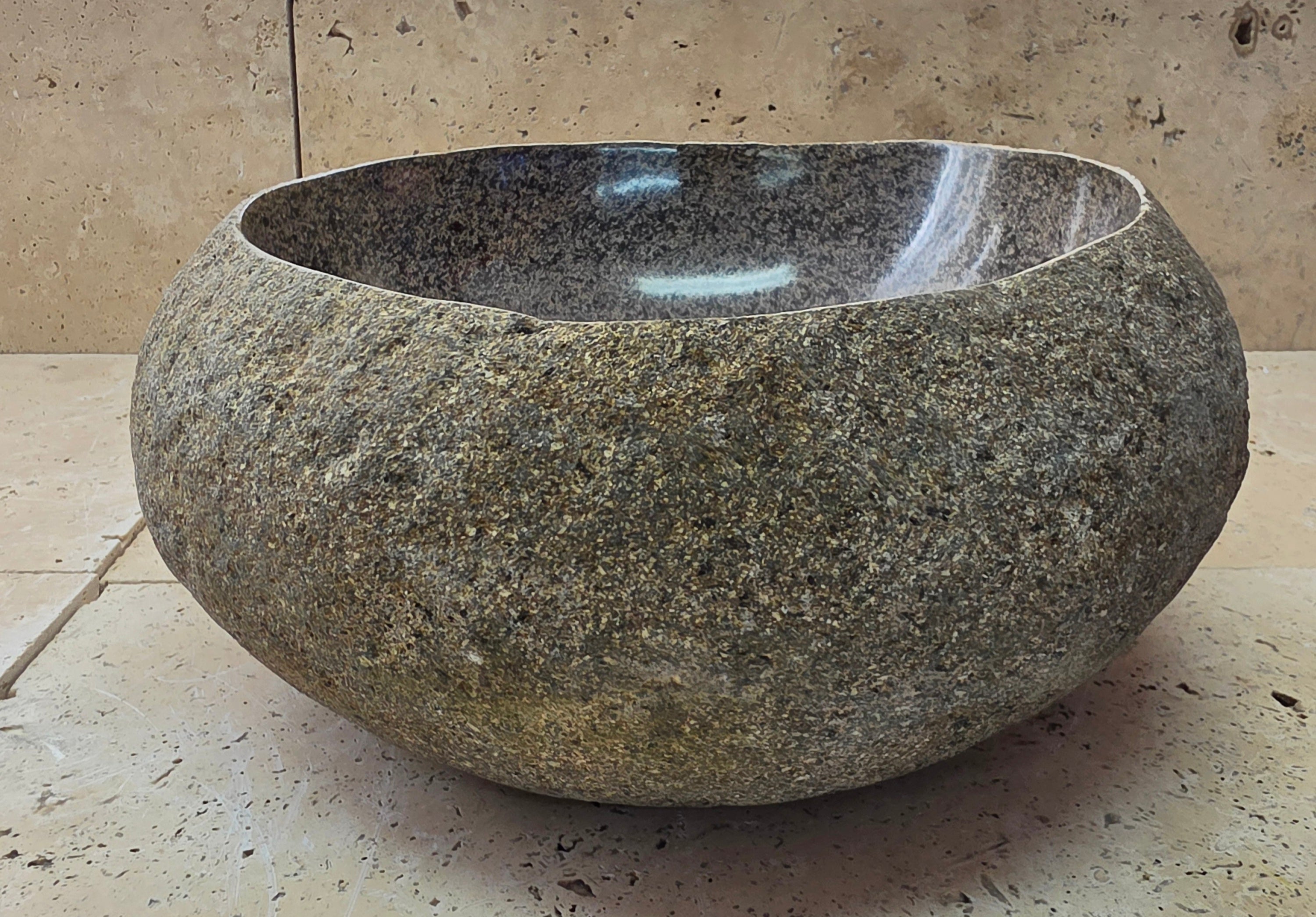 Handmade Natural Oval River Stone  Bathroom Basin  RS 2409079
