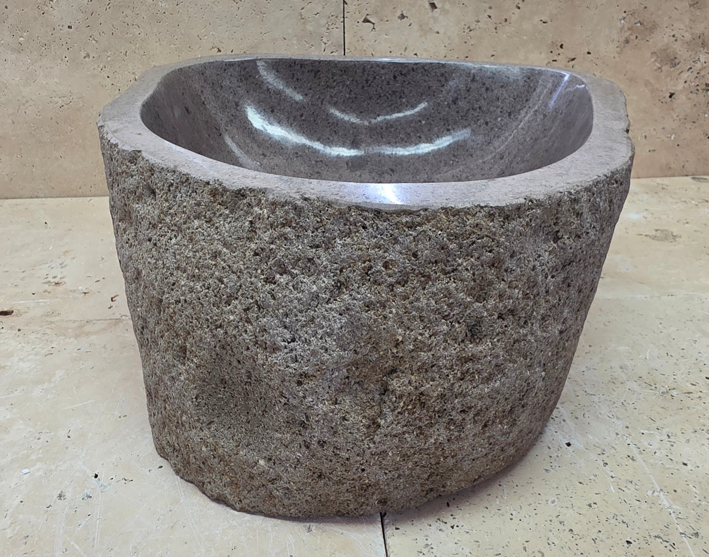 Handmade Natural Oval River Stone  Bathroom Basin  RS 240937