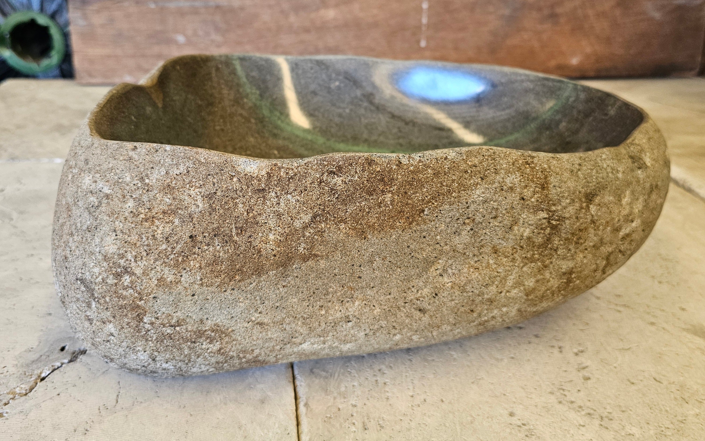 Handmade Natural Oval River Stone  Bathroom Basin  RVS 2409040