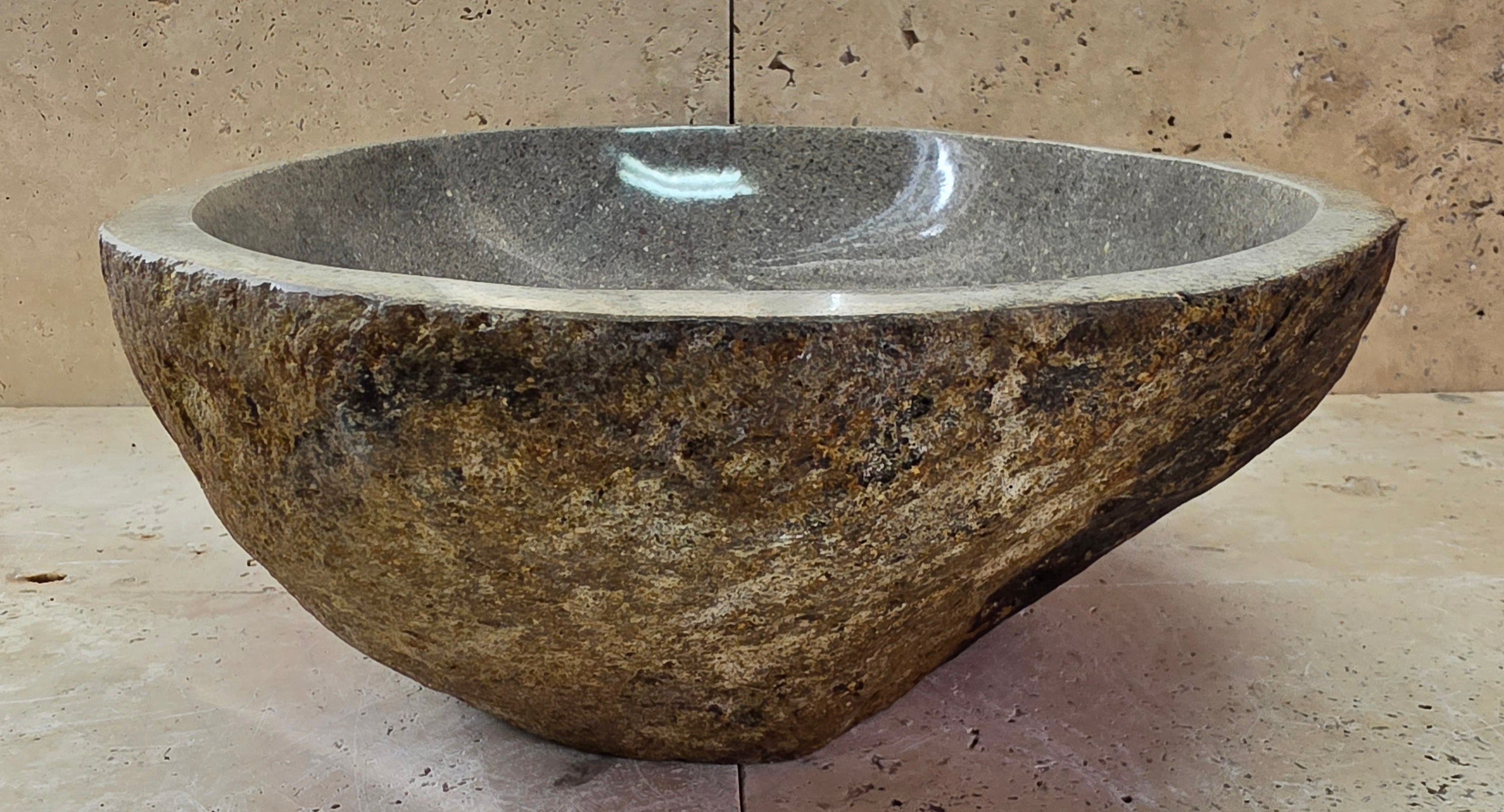 Handmade Natural Oval River Stone  Bathroom Basin  RL 25072043