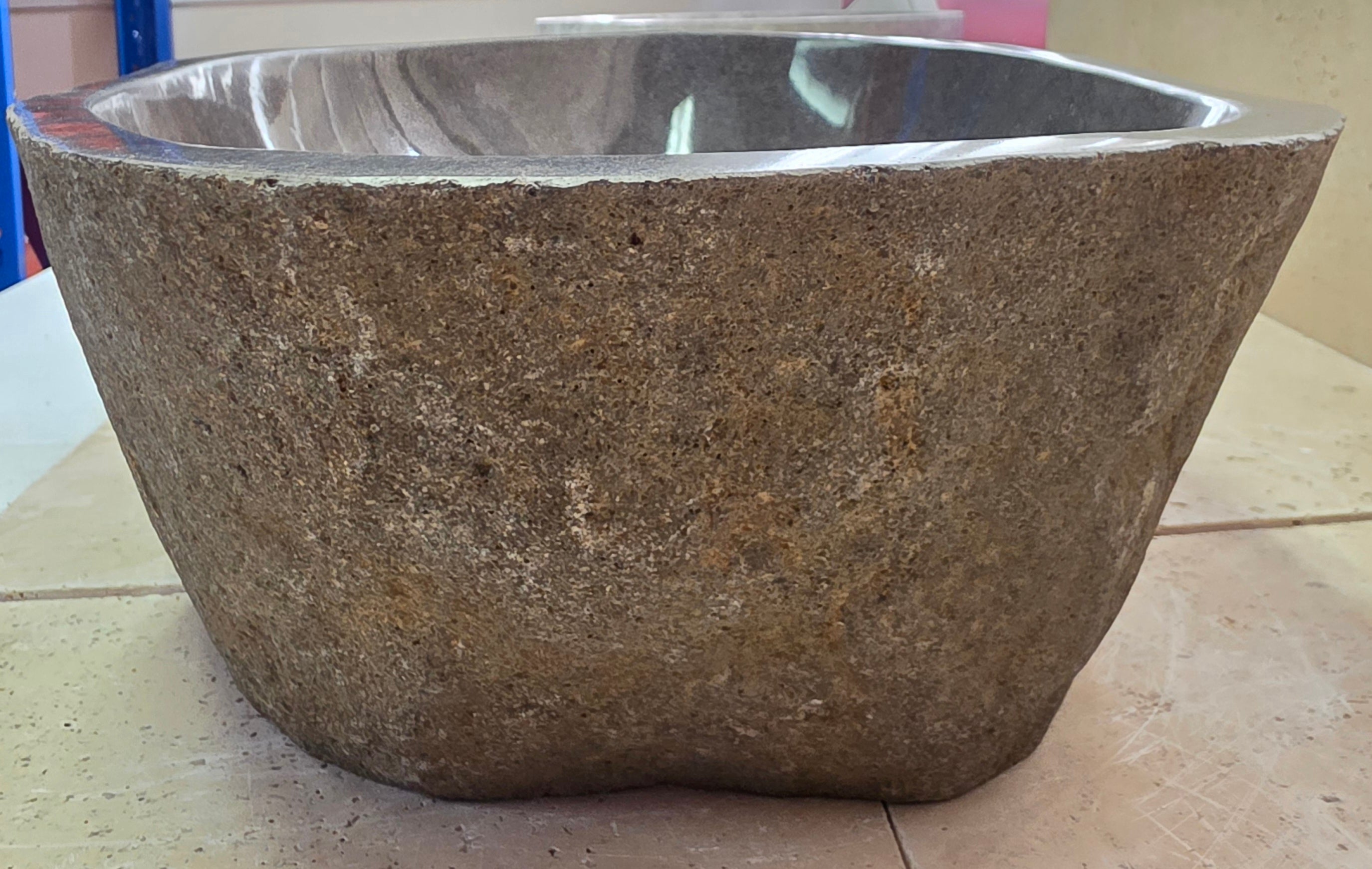 Handmade Natural Oval River Stone  Bathroom Basin  RM 25072013