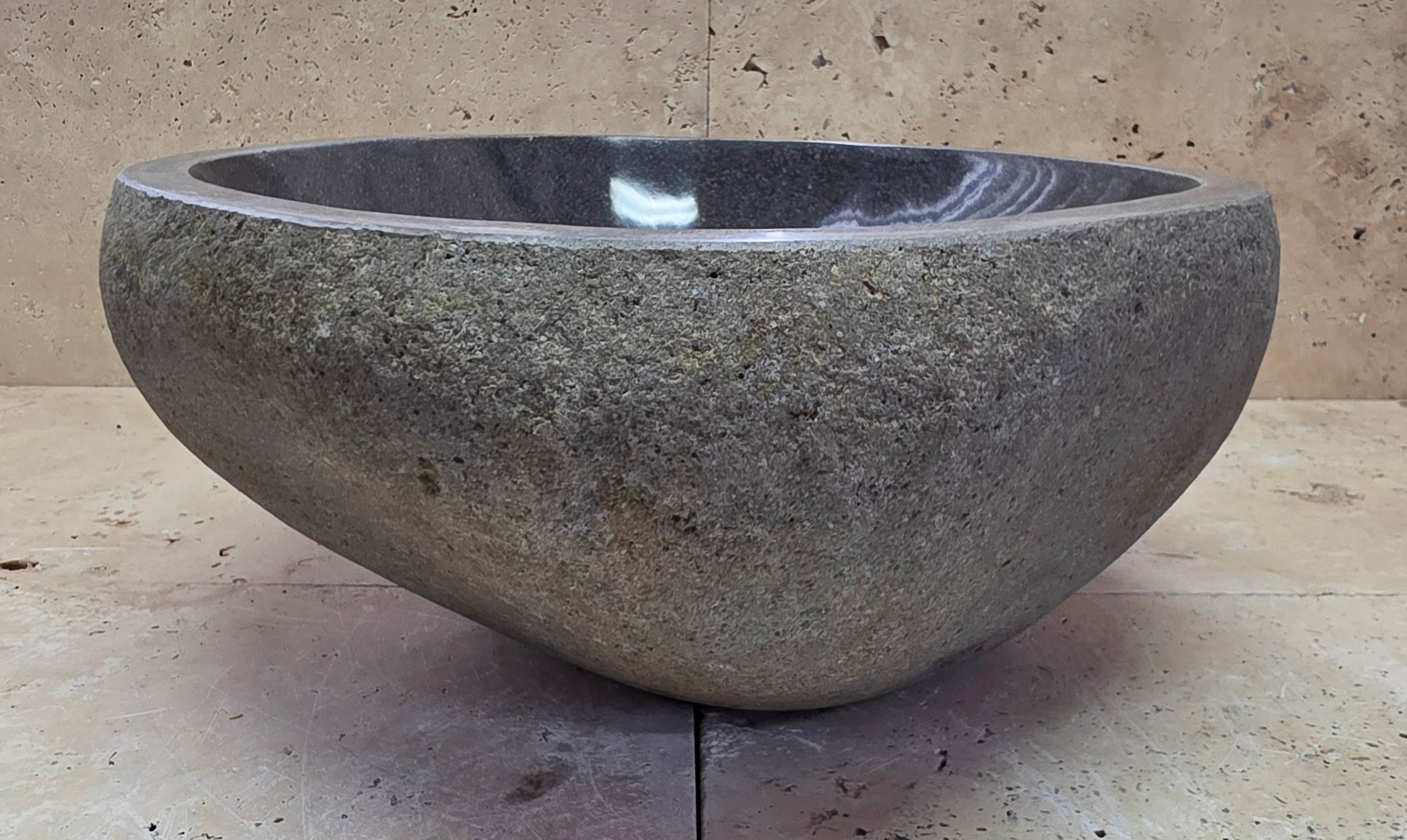 Handmade Natural Oval River Stone  Bathroom Basin  RS 240925