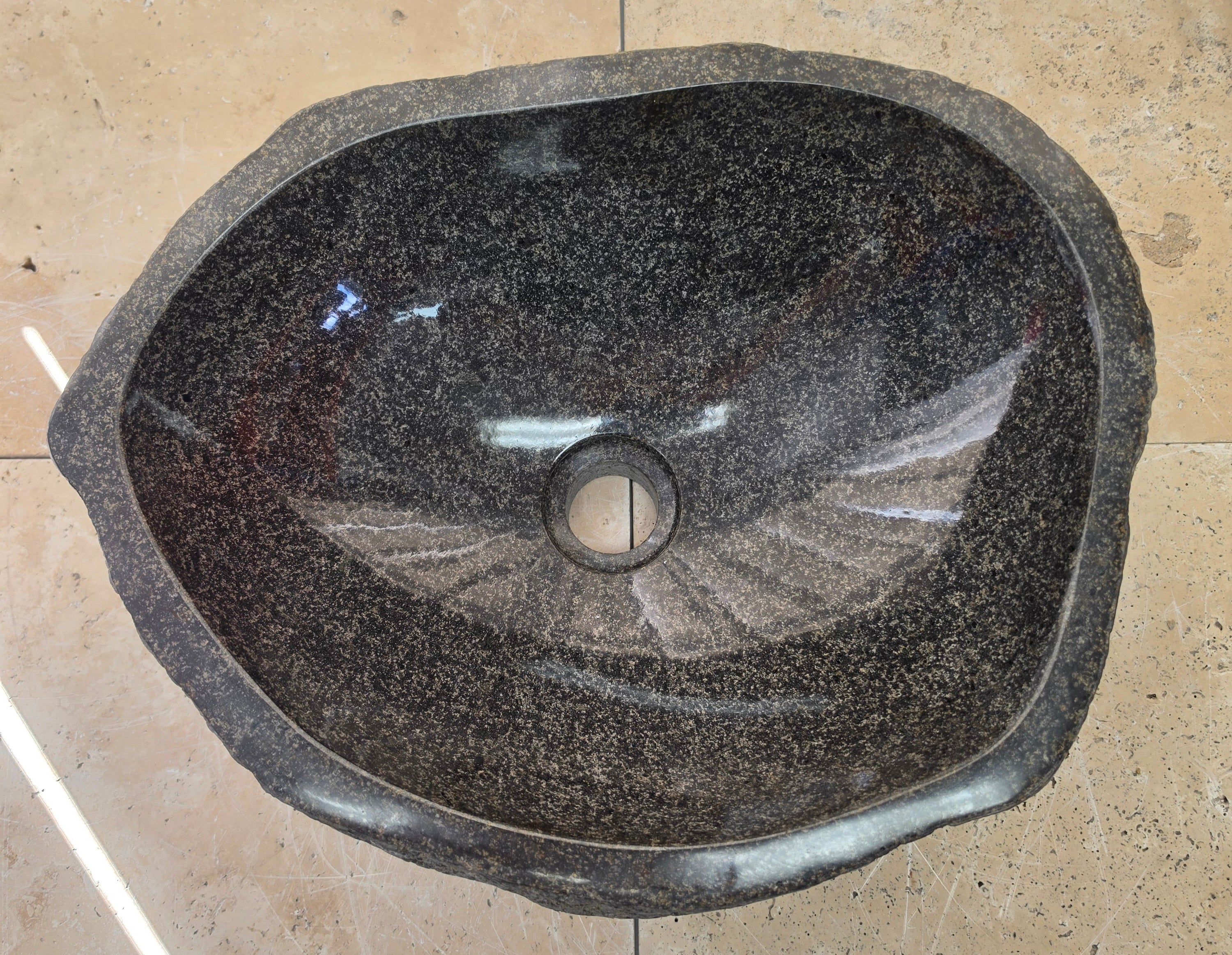 Handmade Natural Oval River Stone  Bathroom Basin  RM 25072095