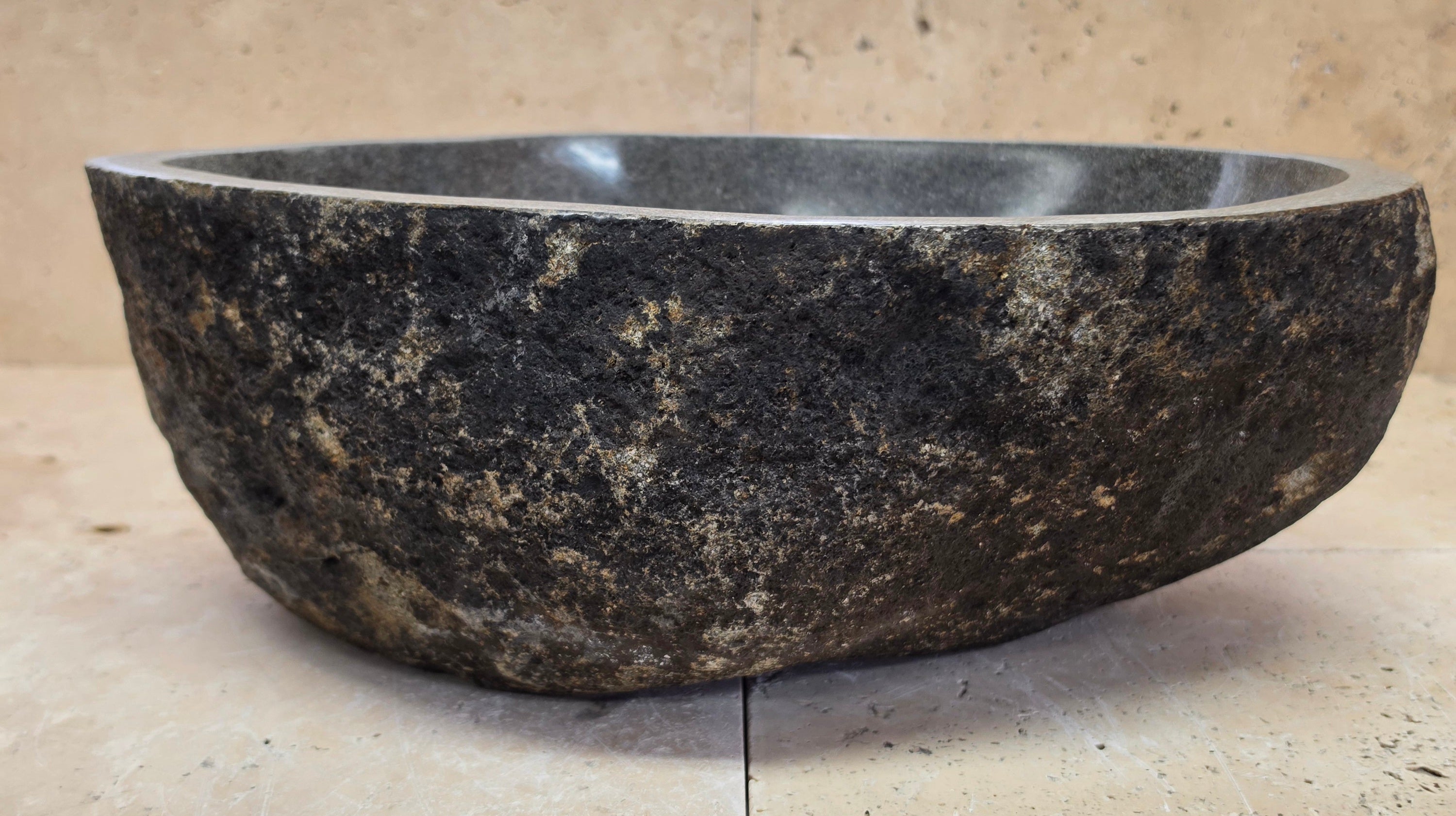 Handmade Natural Oval River Stone  Bathroom Basin  RS 2409130