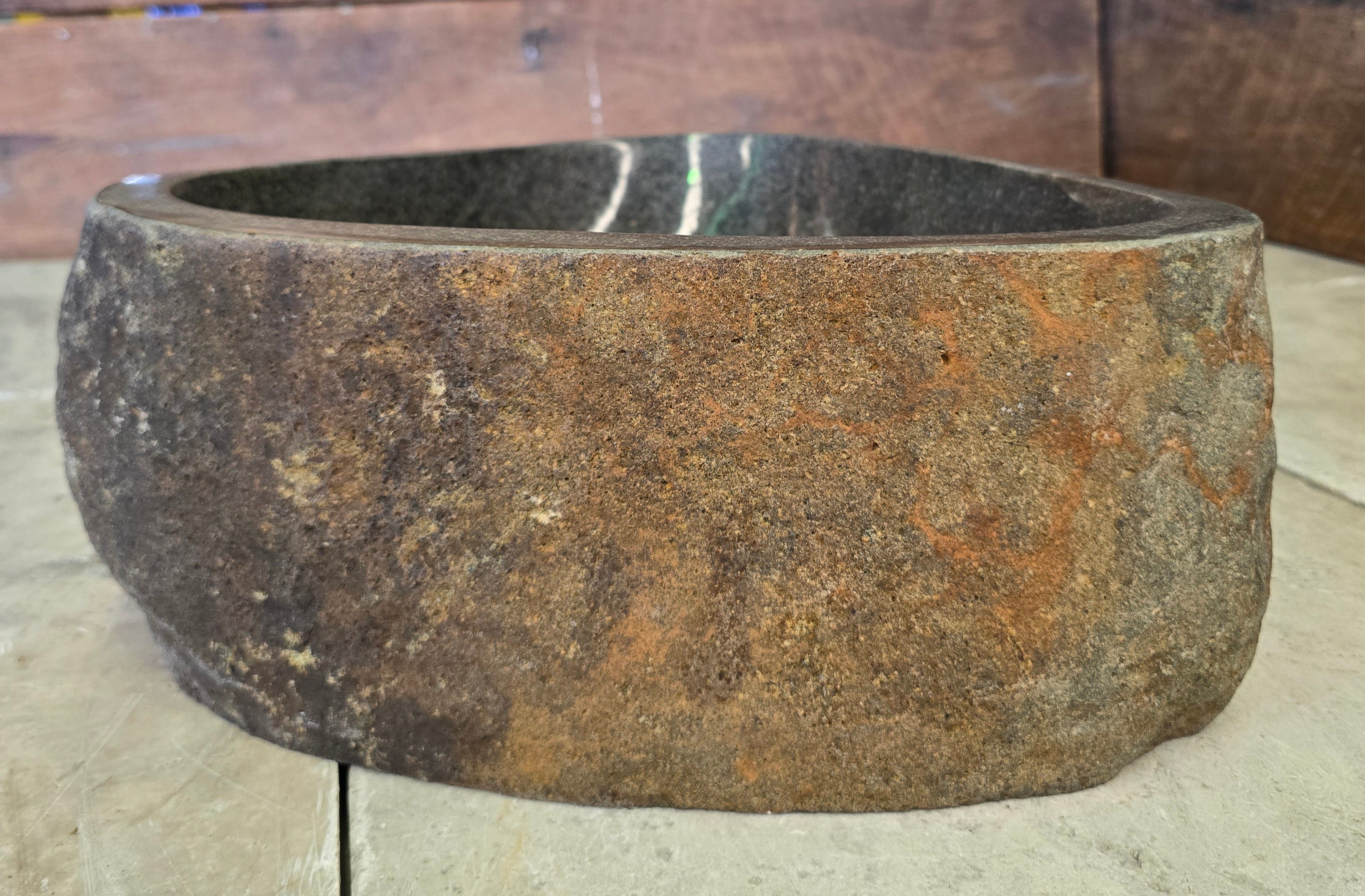 Handmade Natural Oval River Stone  Bathroom Basin  RS 2409012